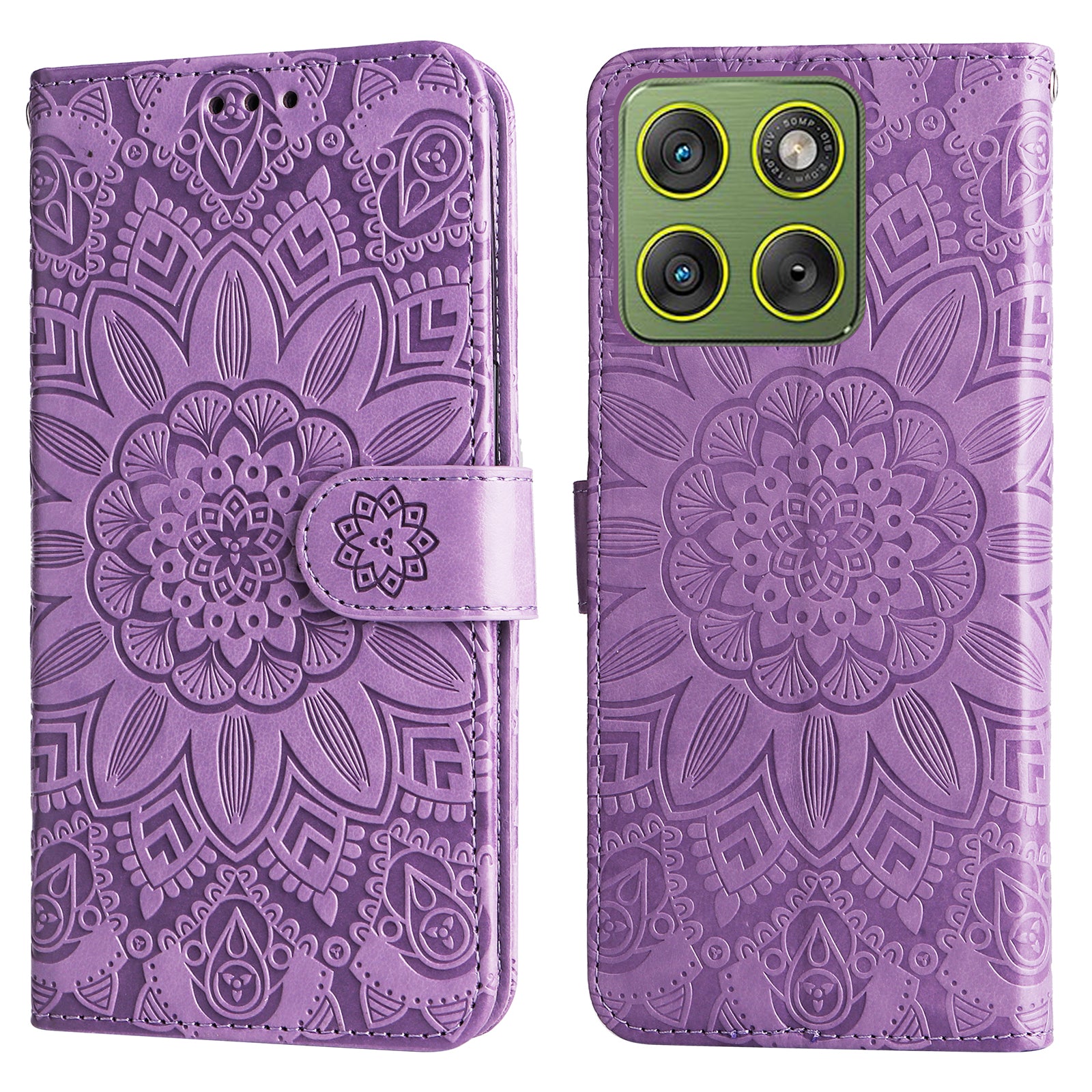For Motorola Edge 70 5G Case Sunflower Imprint Leather Wallet Phone Cover - Purple