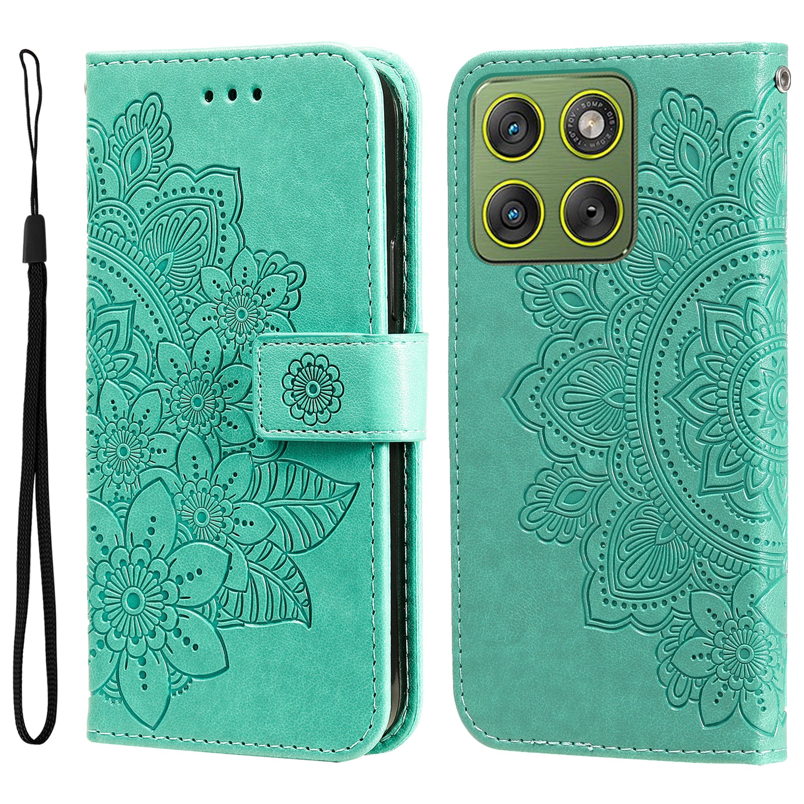 For Motorola Edge 70 5G Case Floral Pattern PU Leather Wallet Stand Phone Cover - Green