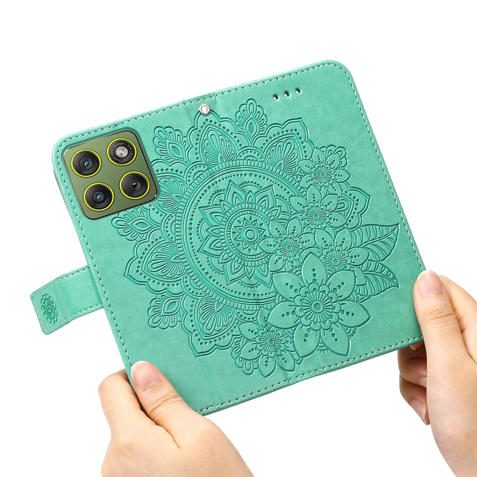For Motorola Edge 70 5G Case Floral Pattern PU Leather Wallet Stand Phone Cover - Green