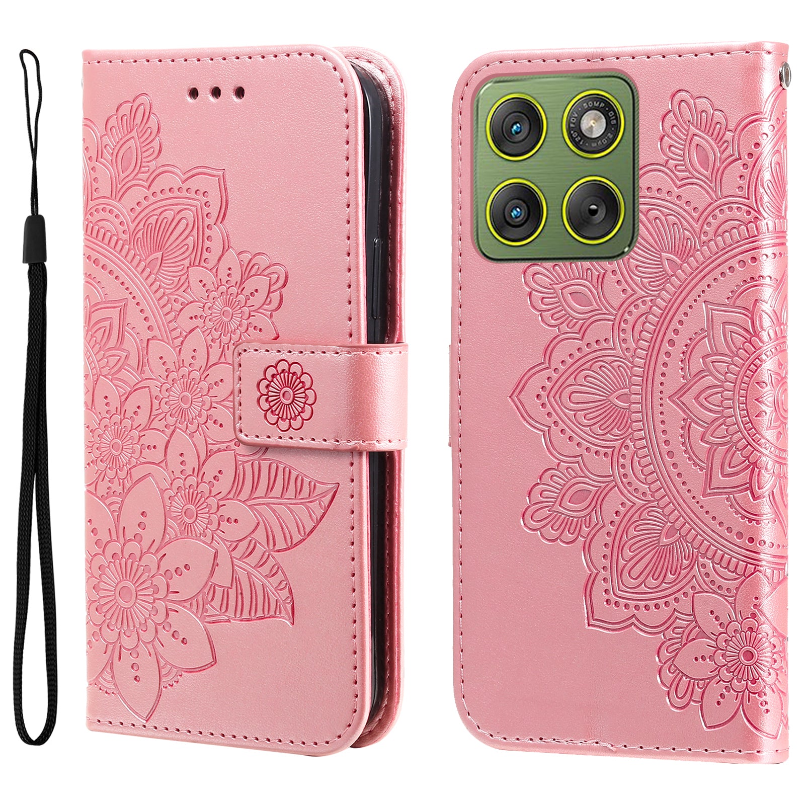 For Motorola Edge 70 5G Case Floral Pattern PU Leather Wallet Stand Phone Cover - Pink