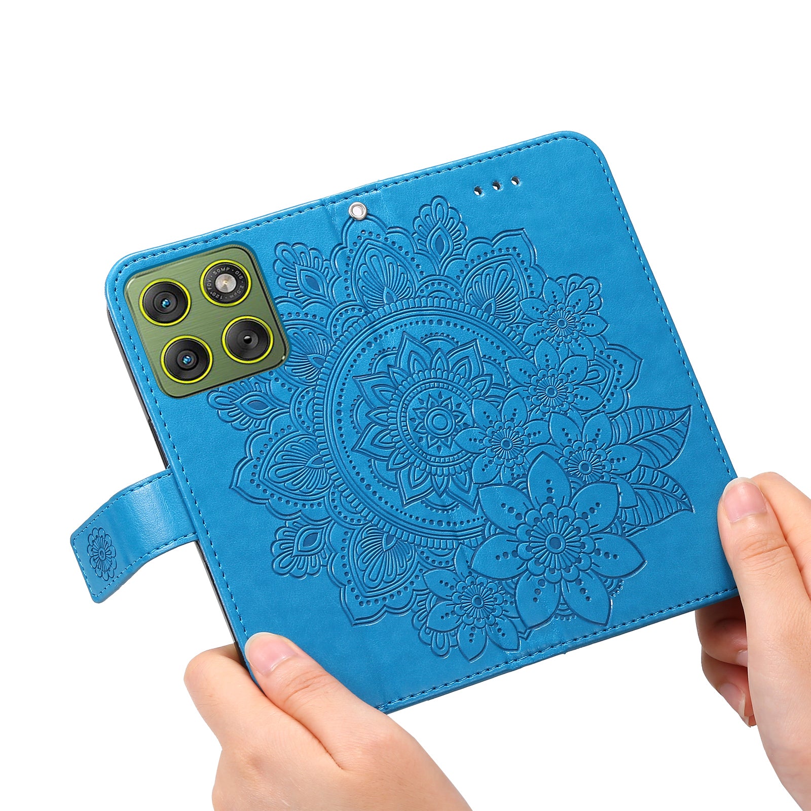 For Motorola Edge 70 5G Case Floral Pattern PU Leather Wallet Stand Phone Cover - Blue