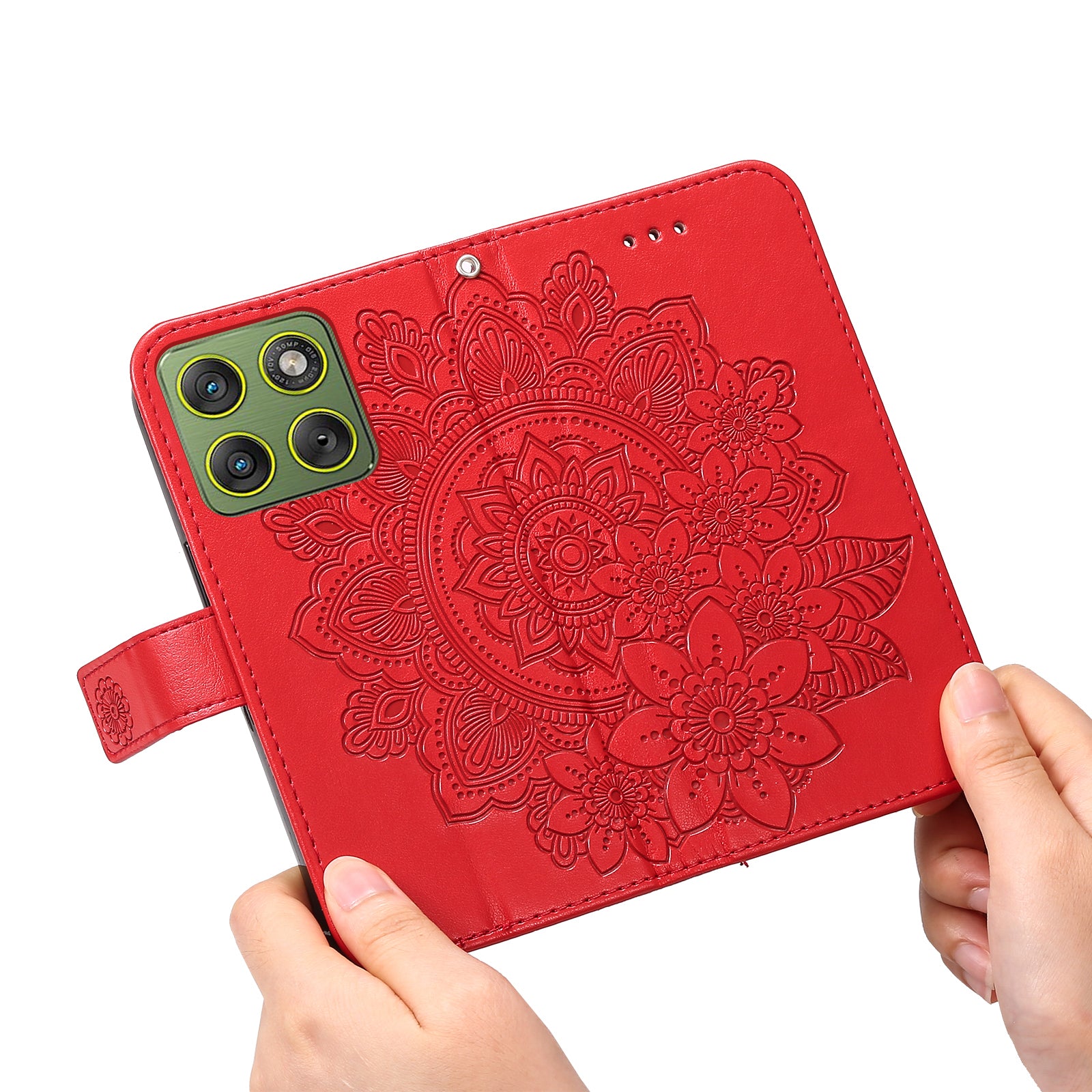 For Motorola Edge 70 5G Case Floral Pattern PU Leather Wallet Stand Phone Cover - Red