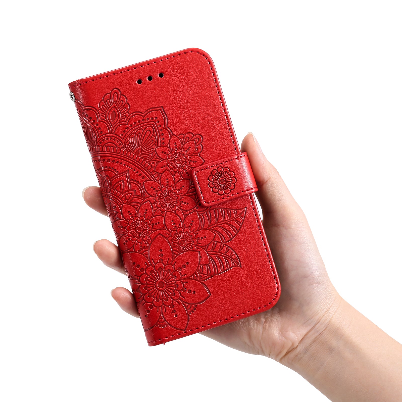 For Motorola Edge 70 5G Case Floral Pattern PU Leather Wallet Stand Phone Cover - Red