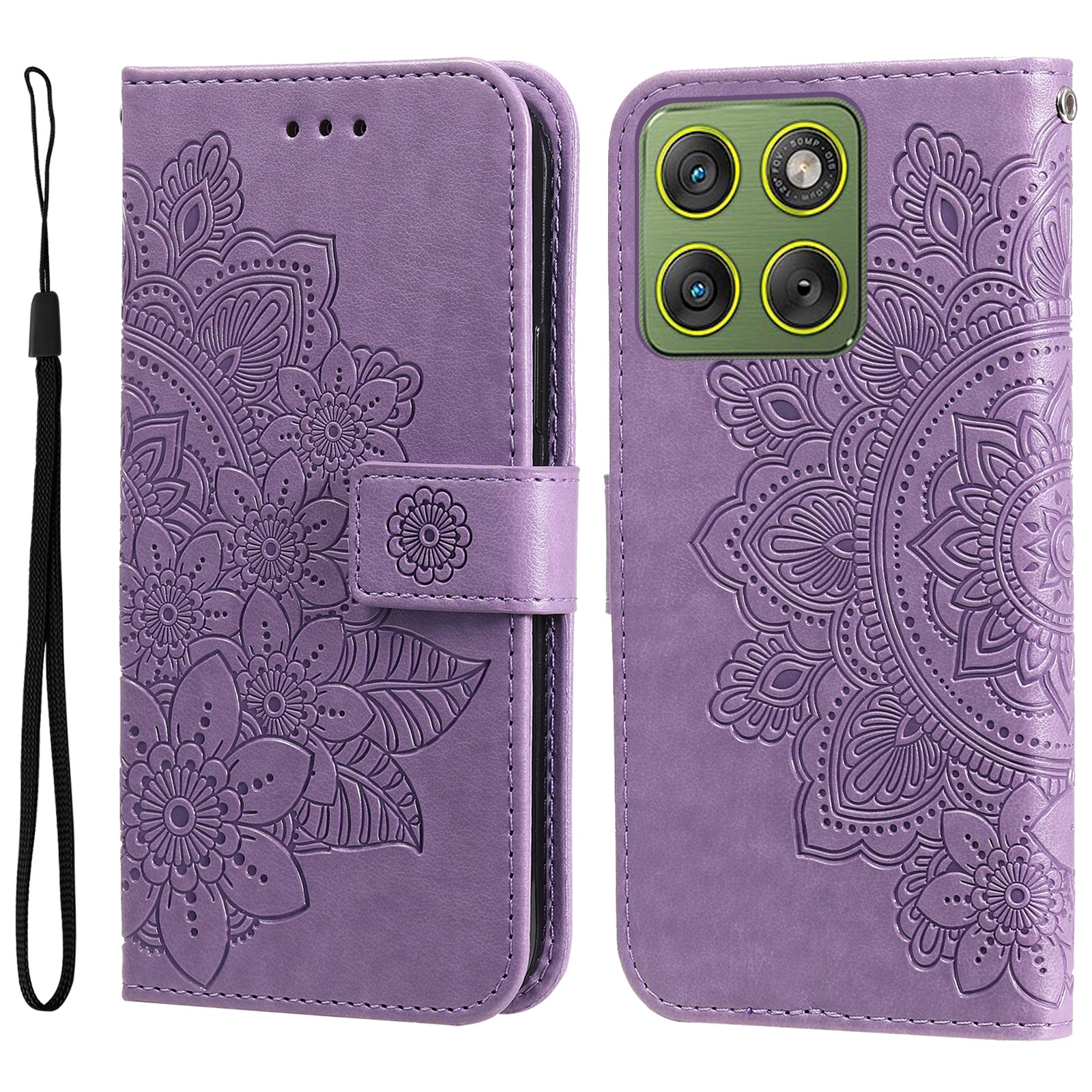 For Motorola Edge 70 5G Case Floral Pattern PU Leather Wallet Stand Phone Cover - Purple