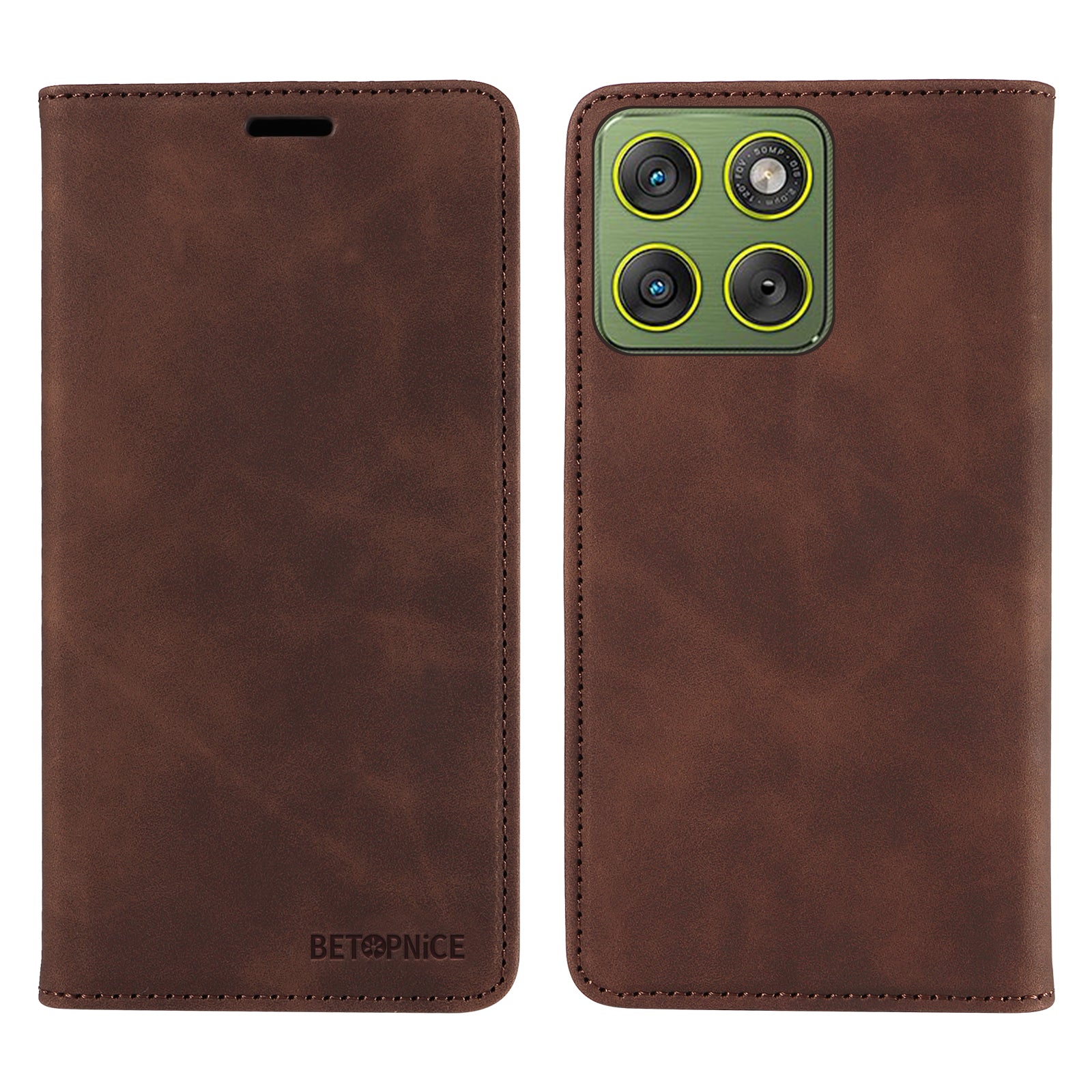 For Motorola Edge 70 5G Case BETOPNICE Magnetic Closure RFID Blocking Wallet Stand Leather Phone Cover - Brown