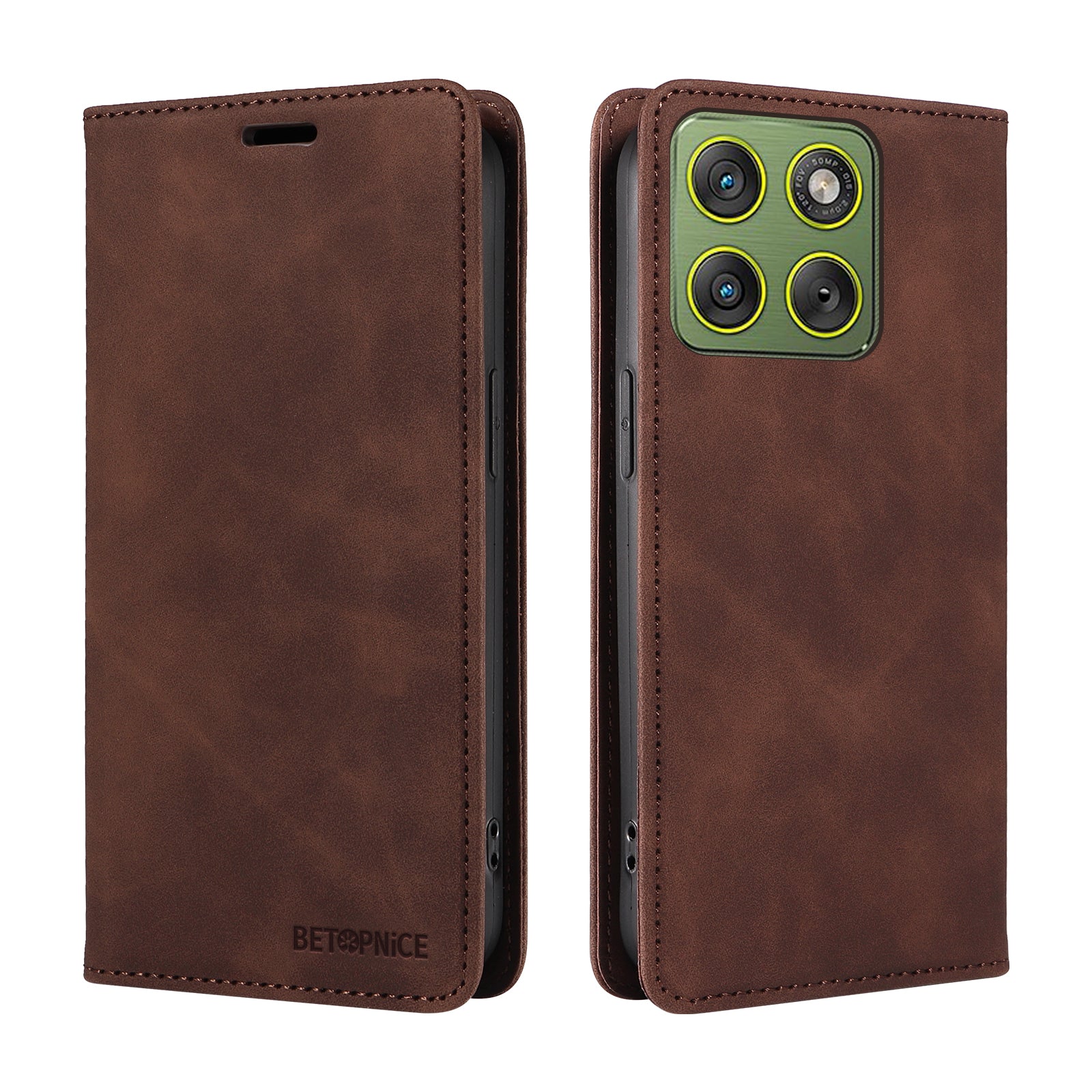 For Motorola Edge 70 5G Case BETOPNICE Magnetic Closure RFID Blocking Wallet Stand Leather Phone Cover - Brown