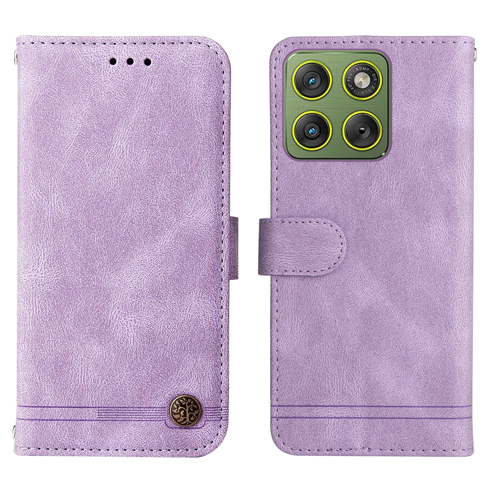 For Motorola Edge 70 5G Leather Wallet Cases Skin Touch Phone Cover Stand with Strap - Purple