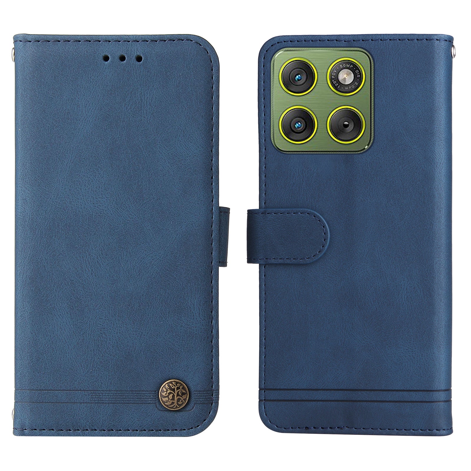 For Motorola Edge 70 5G Leather Wallet Cases Skin Touch Phone Cover Stand with Strap - Blue