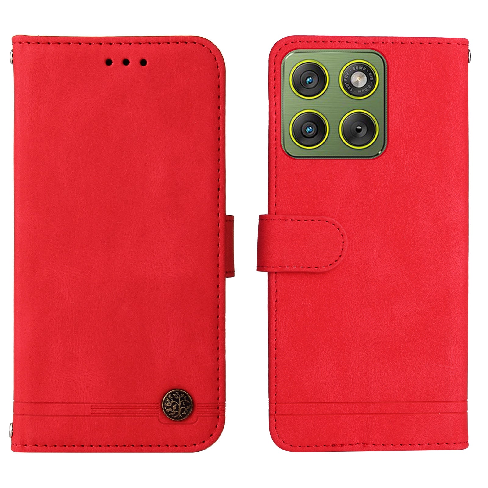 For Motorola Edge 70 5G Leather Wallet Cases Skin Touch Phone Cover Stand with Strap - Red