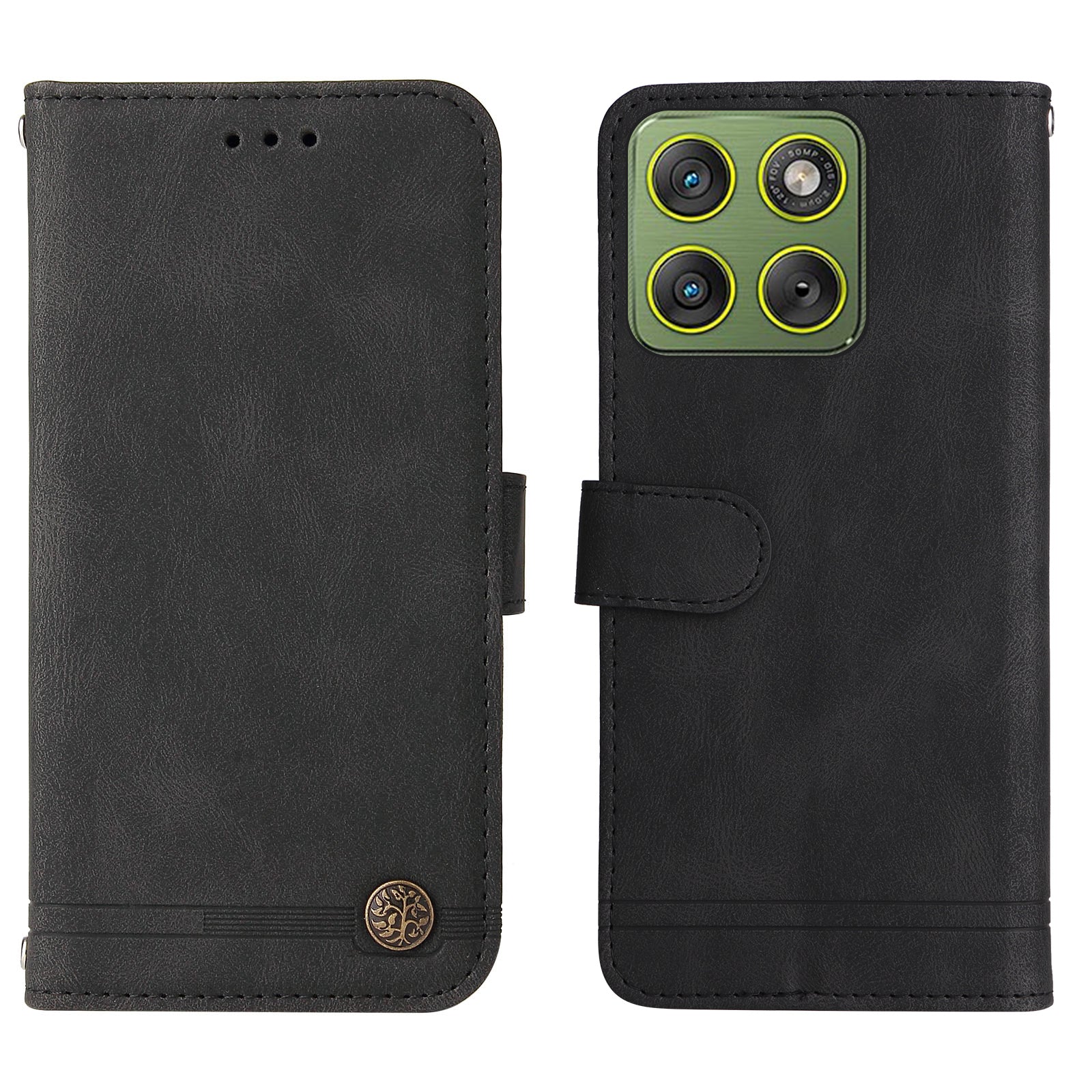 For Motorola Edge 70 5G Leather Wallet Cases Skin Touch Phone Cover Stand with Strap - Black
