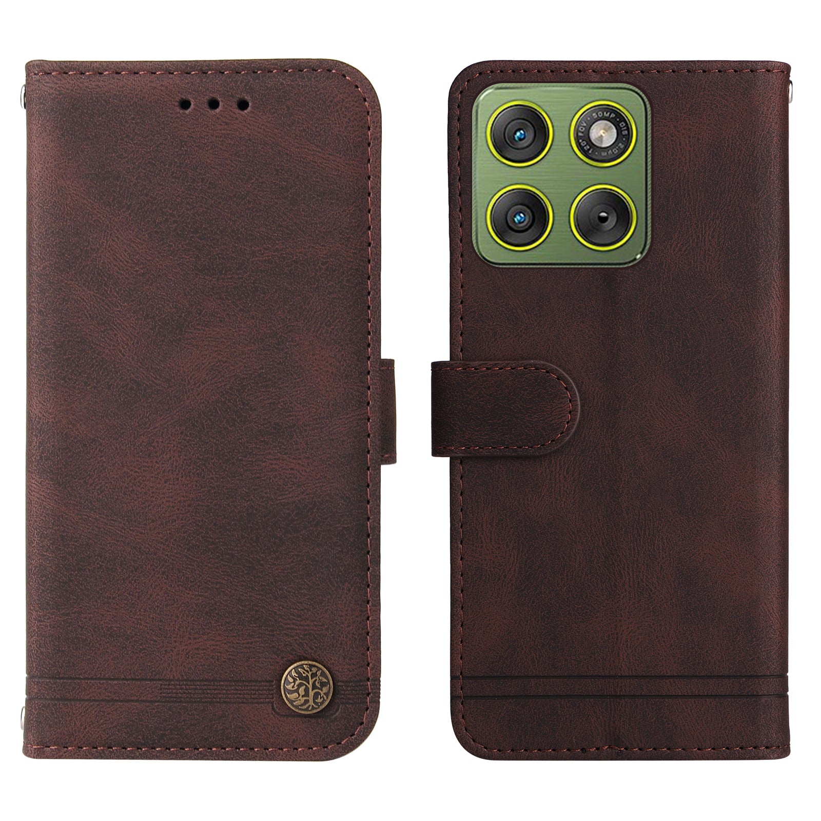 For Motorola Edge 70 5G Leather Wallet Cases Skin Touch Phone Cover Stand with Strap - Brown