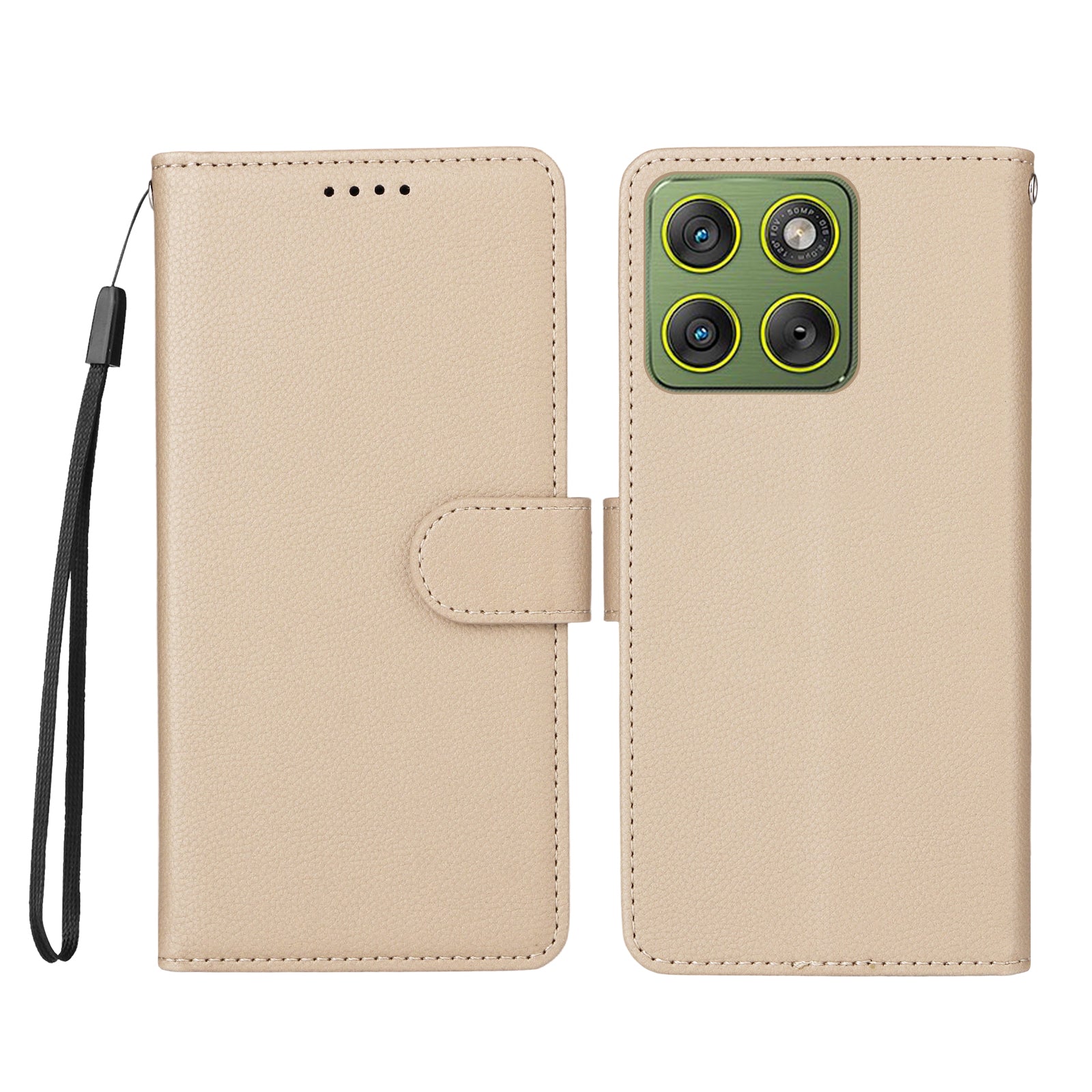 For Motorola Edge 70 5G Case RFID Blocking 3 Card Slots PU Leather Phone Cover with Wrist Strap - Creamy White