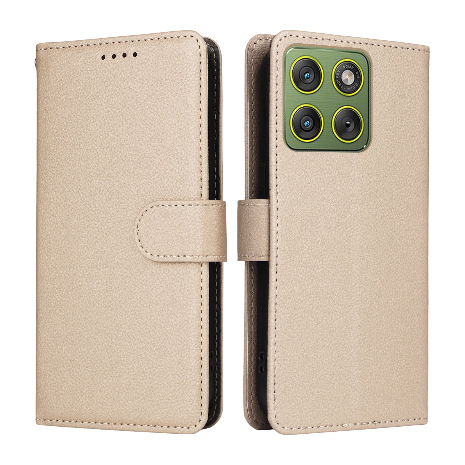 For Motorola Edge 70 5G Case RFID Blocking 3 Card Slots PU Leather Phone Cover with Wrist Strap - Creamy White