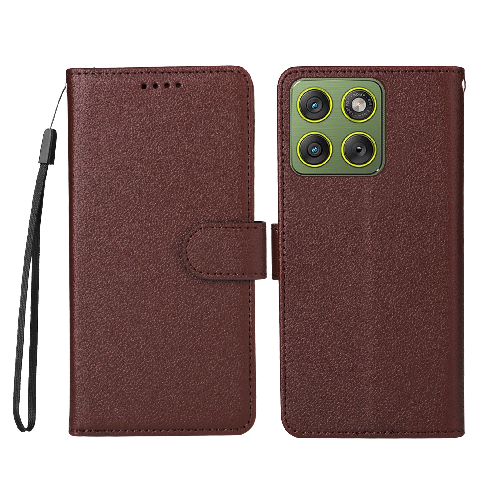 For Motorola Edge 70 5G Case RFID Blocking 3 Card Slots PU Leather Phone Cover with Wrist Strap - Brown