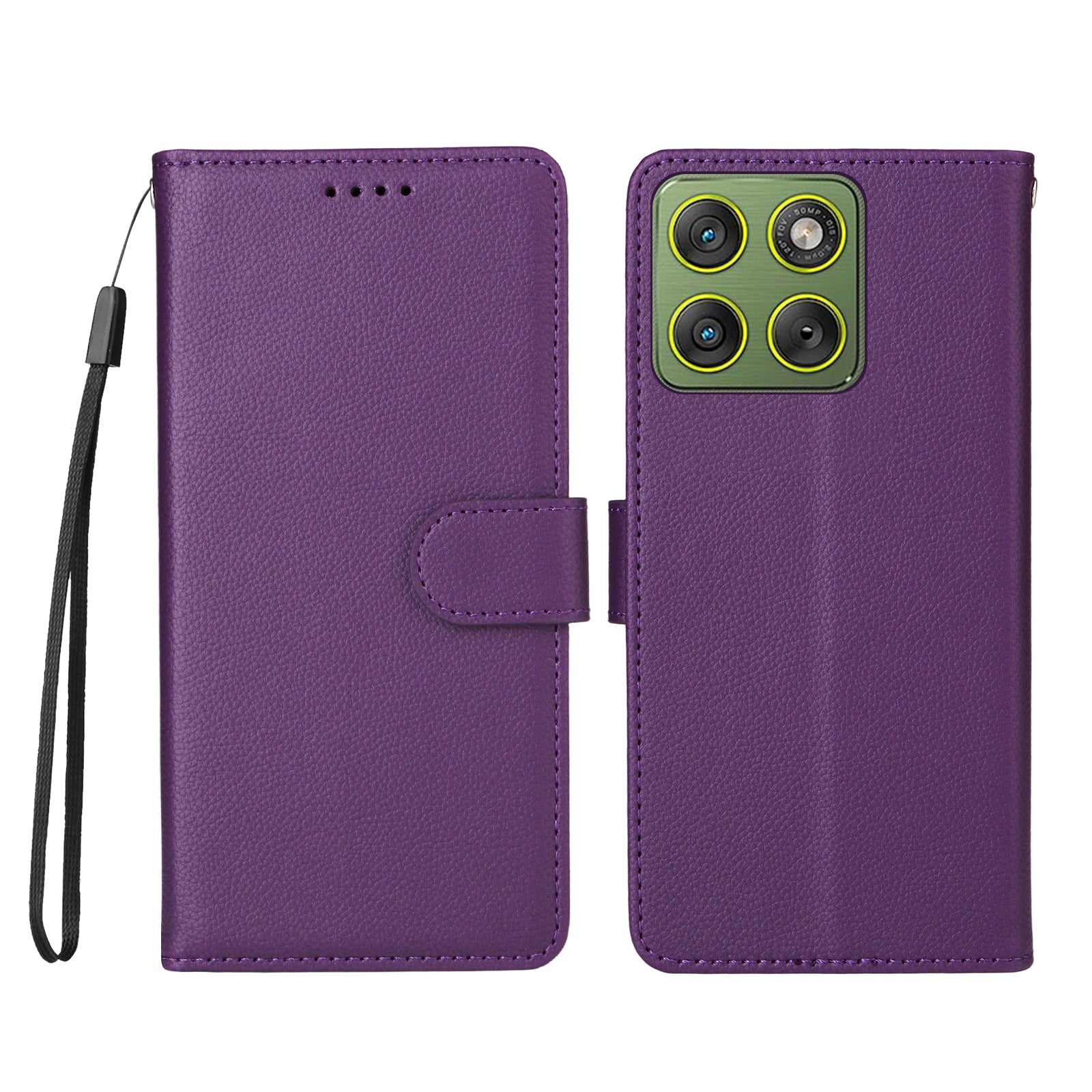 For Motorola Edge 70 5G Case RFID Blocking 3 Card Slots PU Leather Phone Cover with Wrist Strap - Purple