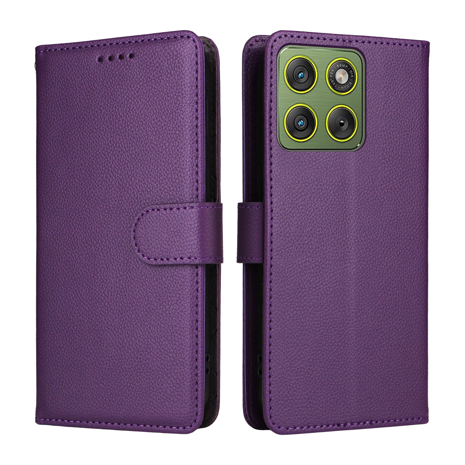 For Motorola Edge 70 5G Case RFID Blocking 3 Card Slots PU Leather Phone Cover with Wrist Strap - Purple