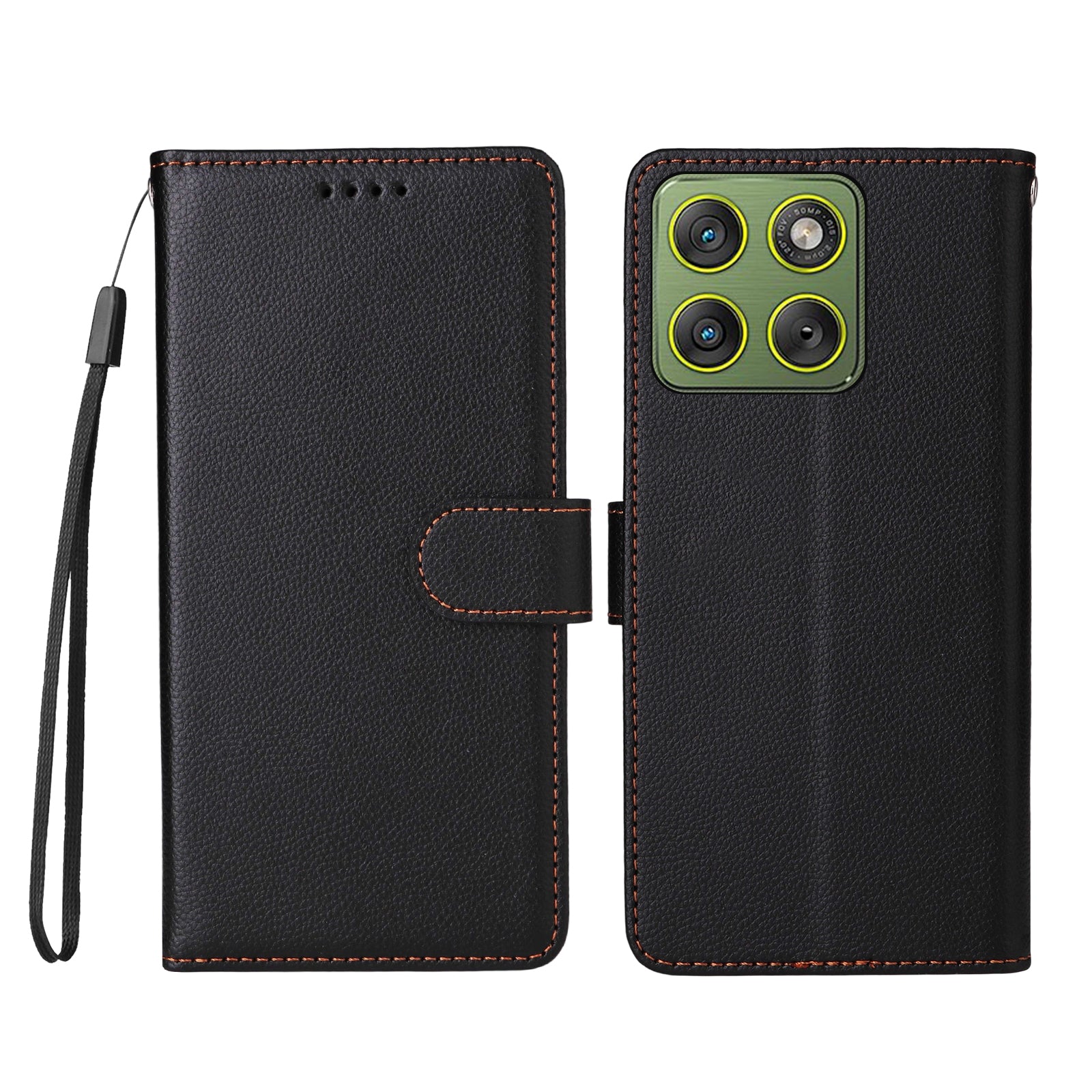 For Motorola Edge 70 5G Case RFID Blocking 3 Card Slots PU Leather Phone Cover with Wrist Strap - Black