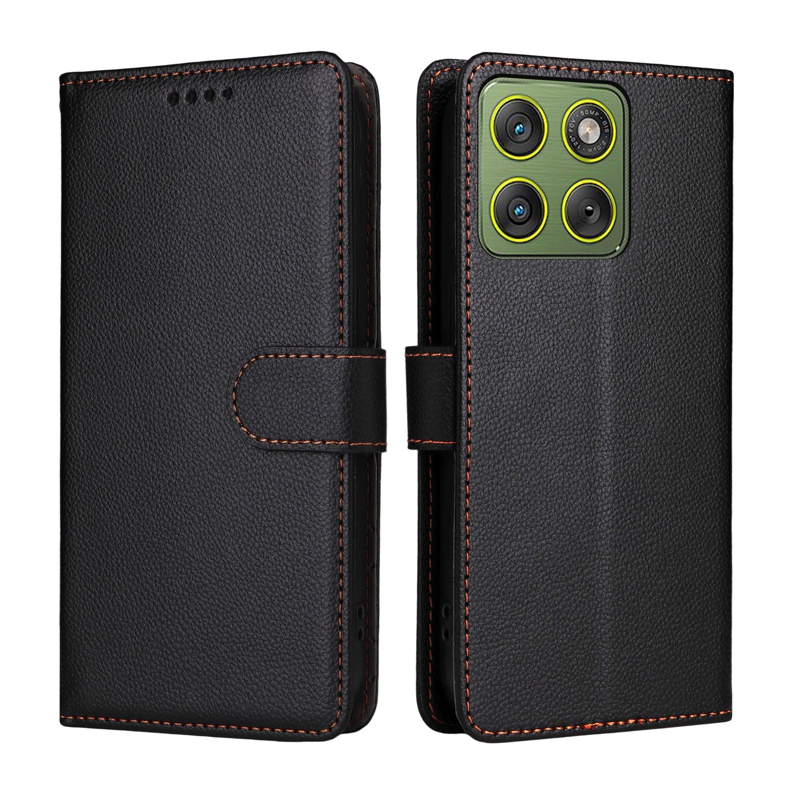 For Motorola Edge 70 5G Case RFID Blocking 3 Card Slots PU Leather Phone Cover with Wrist Strap - Black
