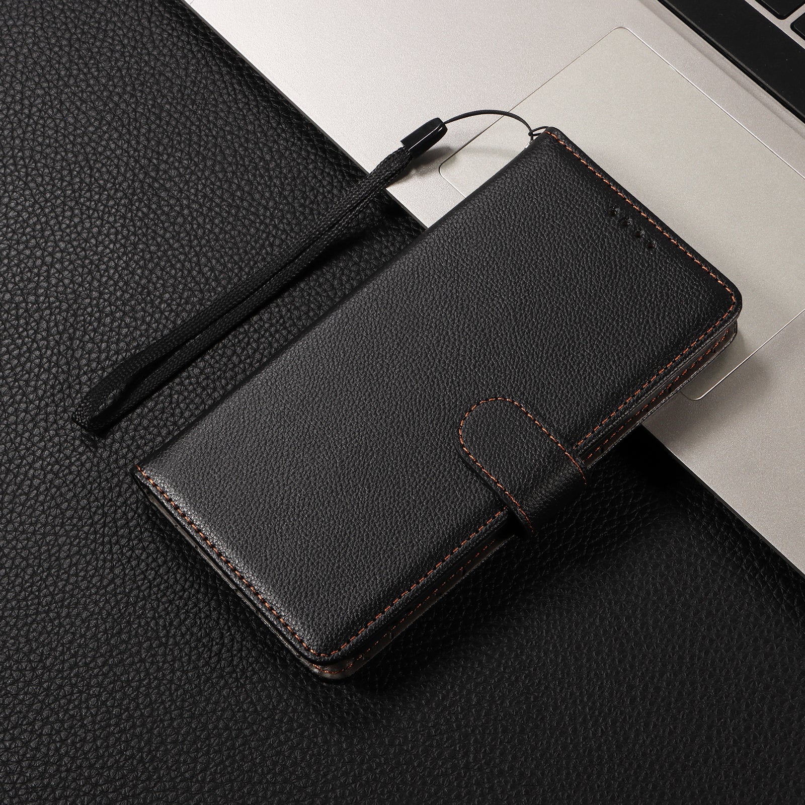 For Motorola Edge 70 5G Case RFID Blocking 3 Card Slots PU Leather Phone Cover with Wrist Strap - Black