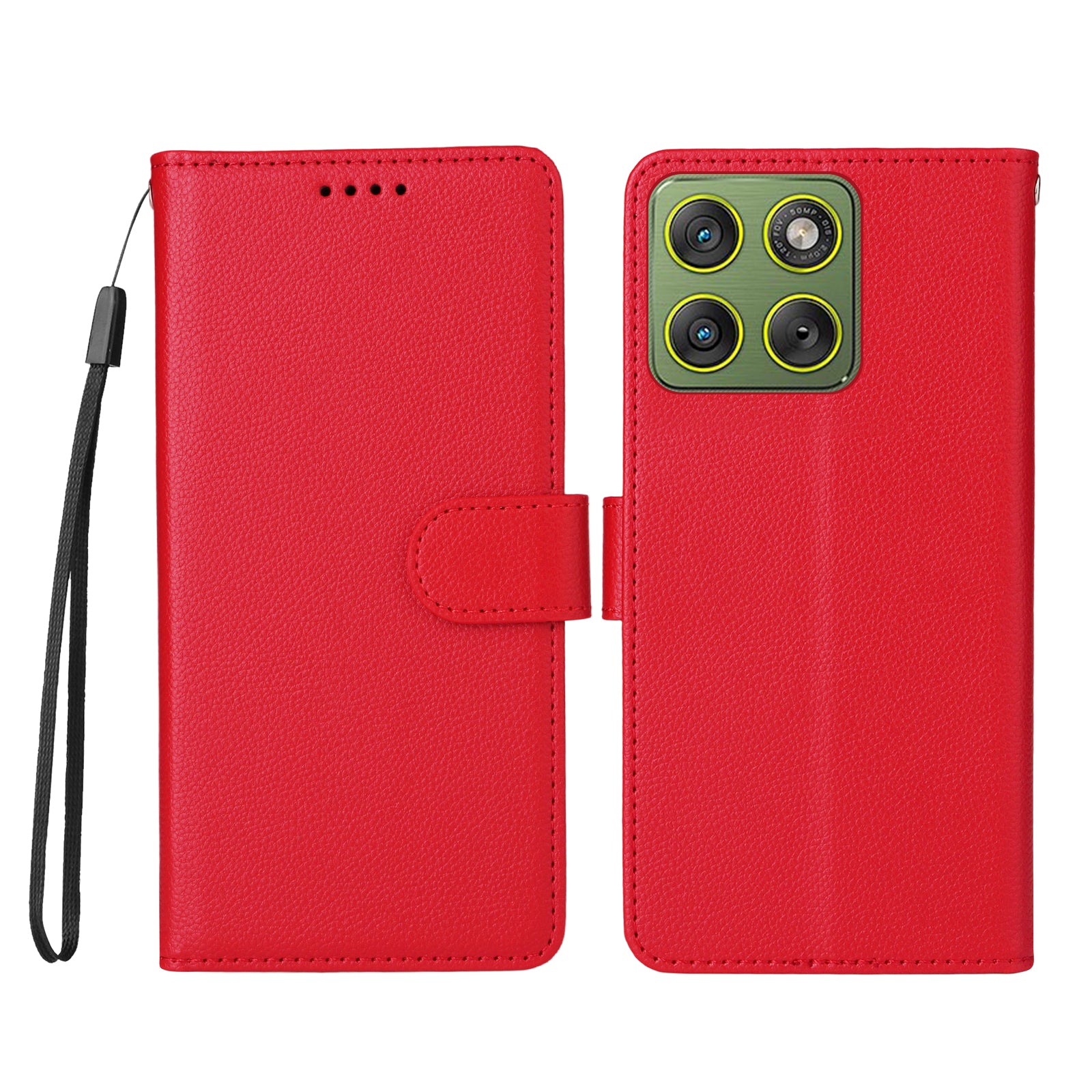 For Motorola Edge 70 5G Case RFID Blocking 3 Card Slots PU Leather Phone Cover with Wrist Strap - Red