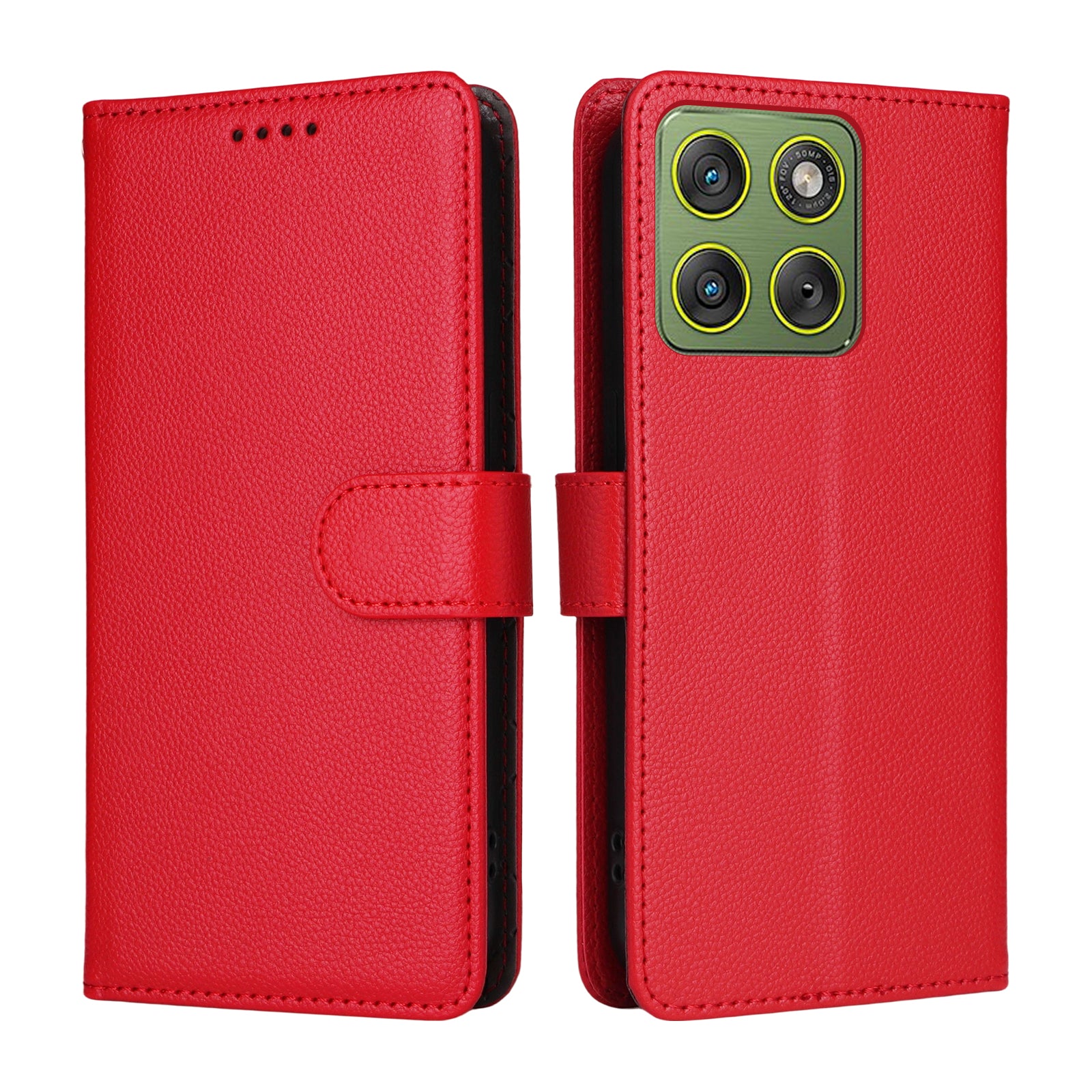 For Motorola Edge 70 5G Case RFID Blocking 3 Card Slots PU Leather Phone Cover with Wrist Strap - Red
