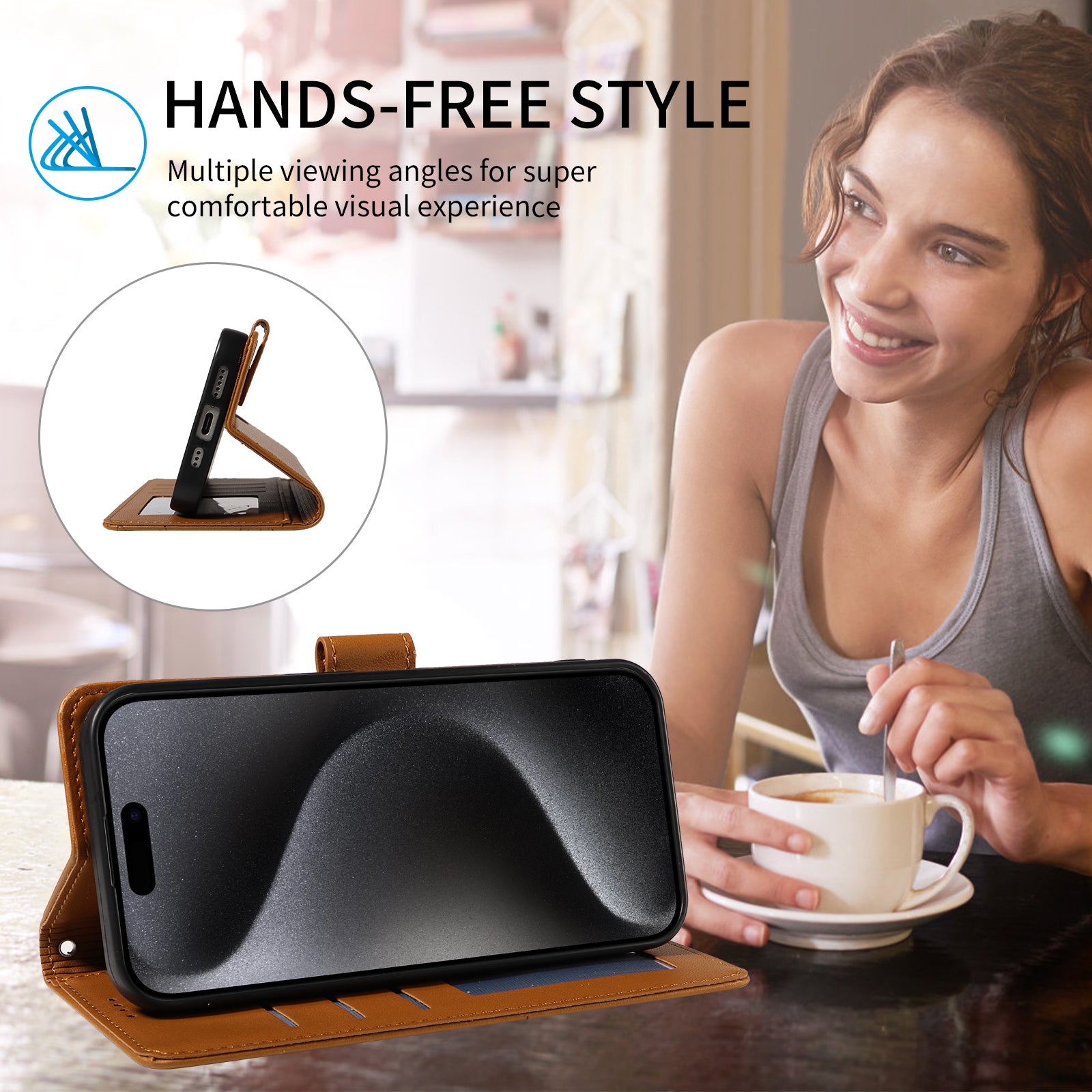 For vivo X300 5G Case RFID Blocking Imprinted Dog Pattern PU Leather Phone Cover with Wrist Strap - Brown