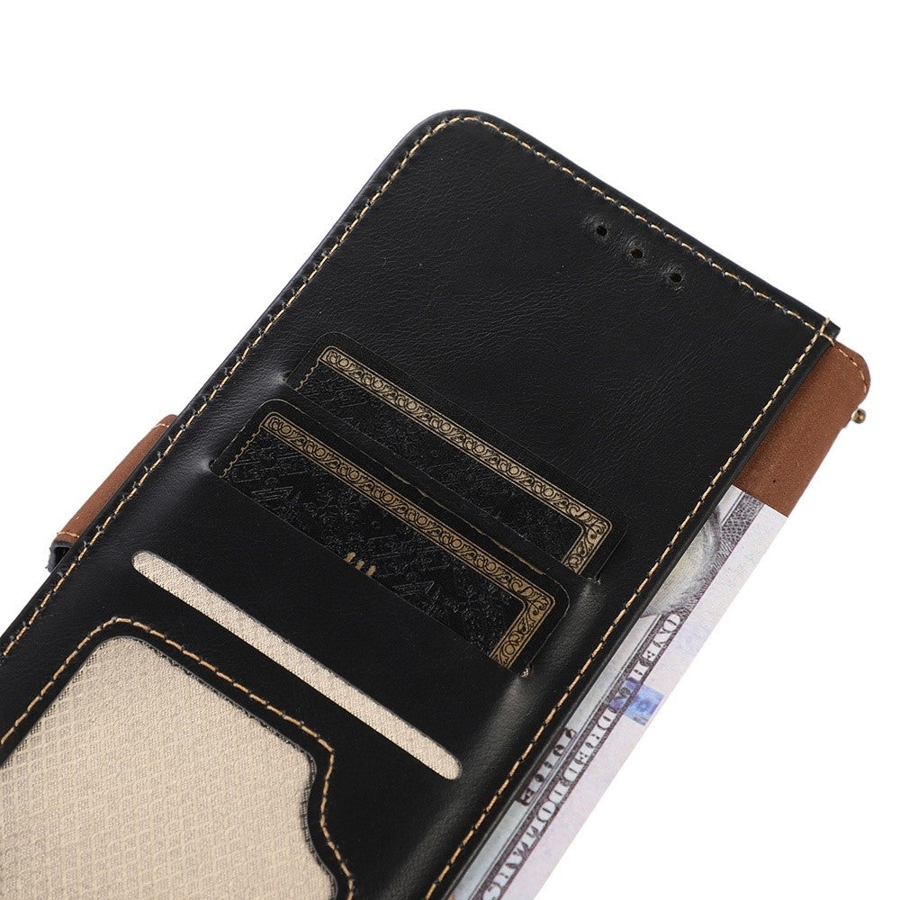 For Motorola Edge 70 5G Case RFID Blocking Genuine Cow Leather Wallet Phone Cover - Black