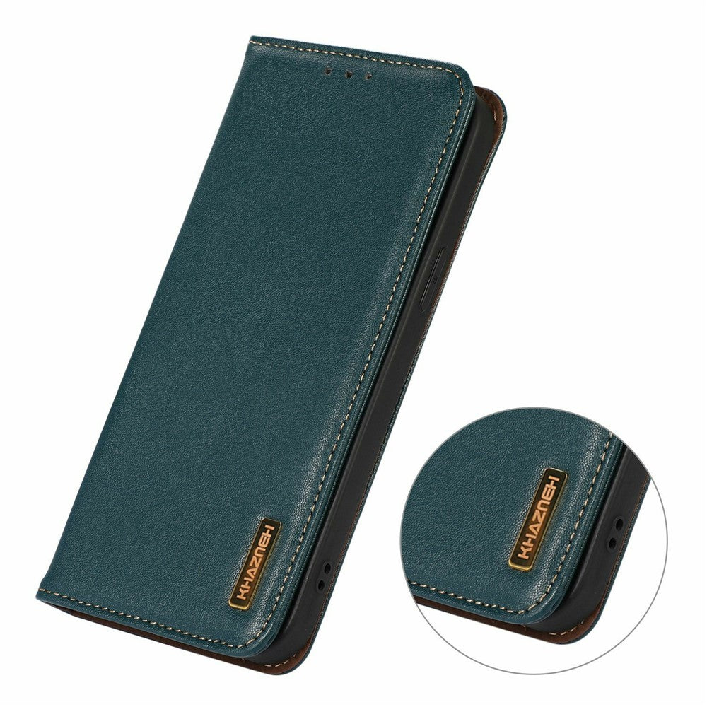 KHAZNEH For Motorola Edge 70 5G Case Wallet Genuine Cow Leather Phone Cover Nappa Texture - Green