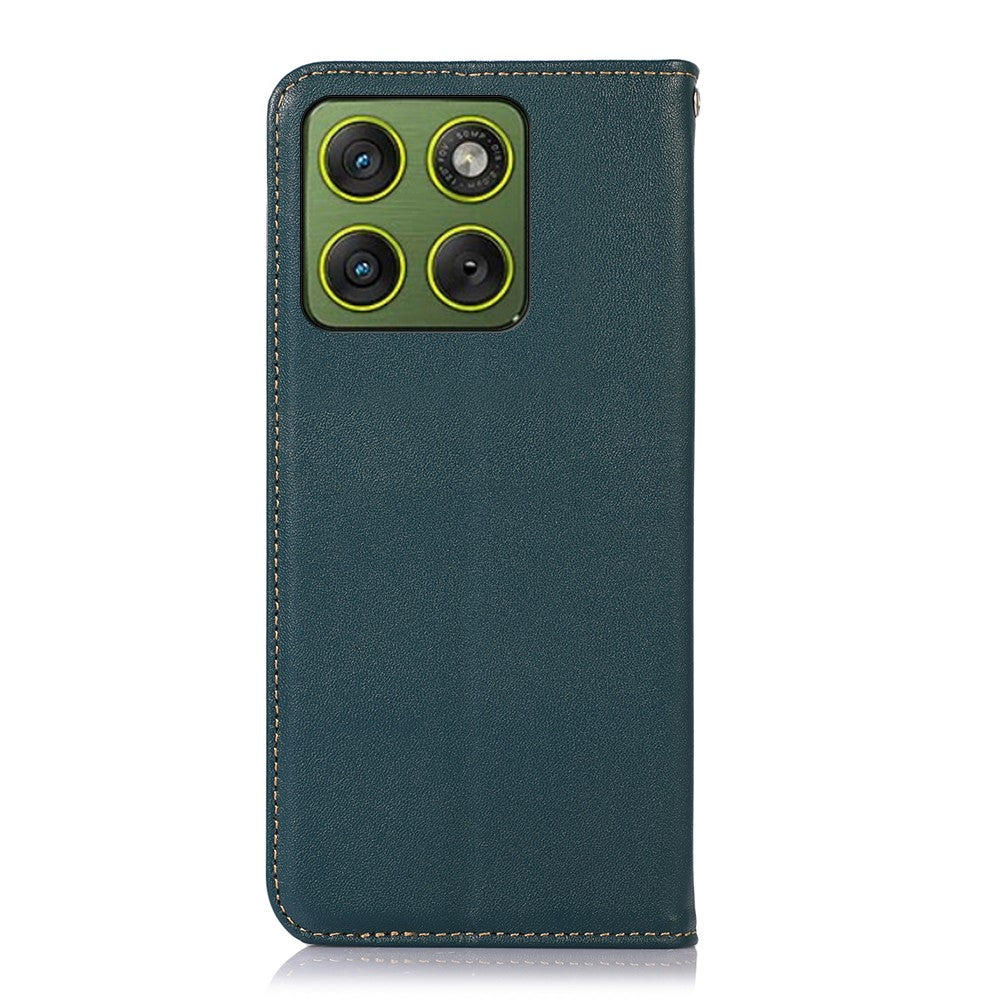 KHAZNEH For Motorola Edge 70 5G Case Wallet Genuine Cow Leather Phone Cover Nappa Texture - Green
