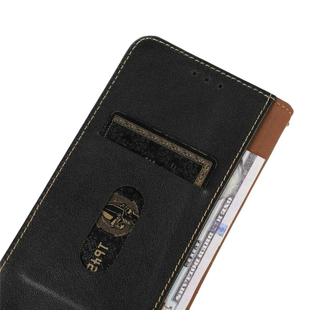 KHAZNEH For Motorola Edge 70 5G Case Wallet Genuine Cow Leather Phone Cover Nappa Texture - Black