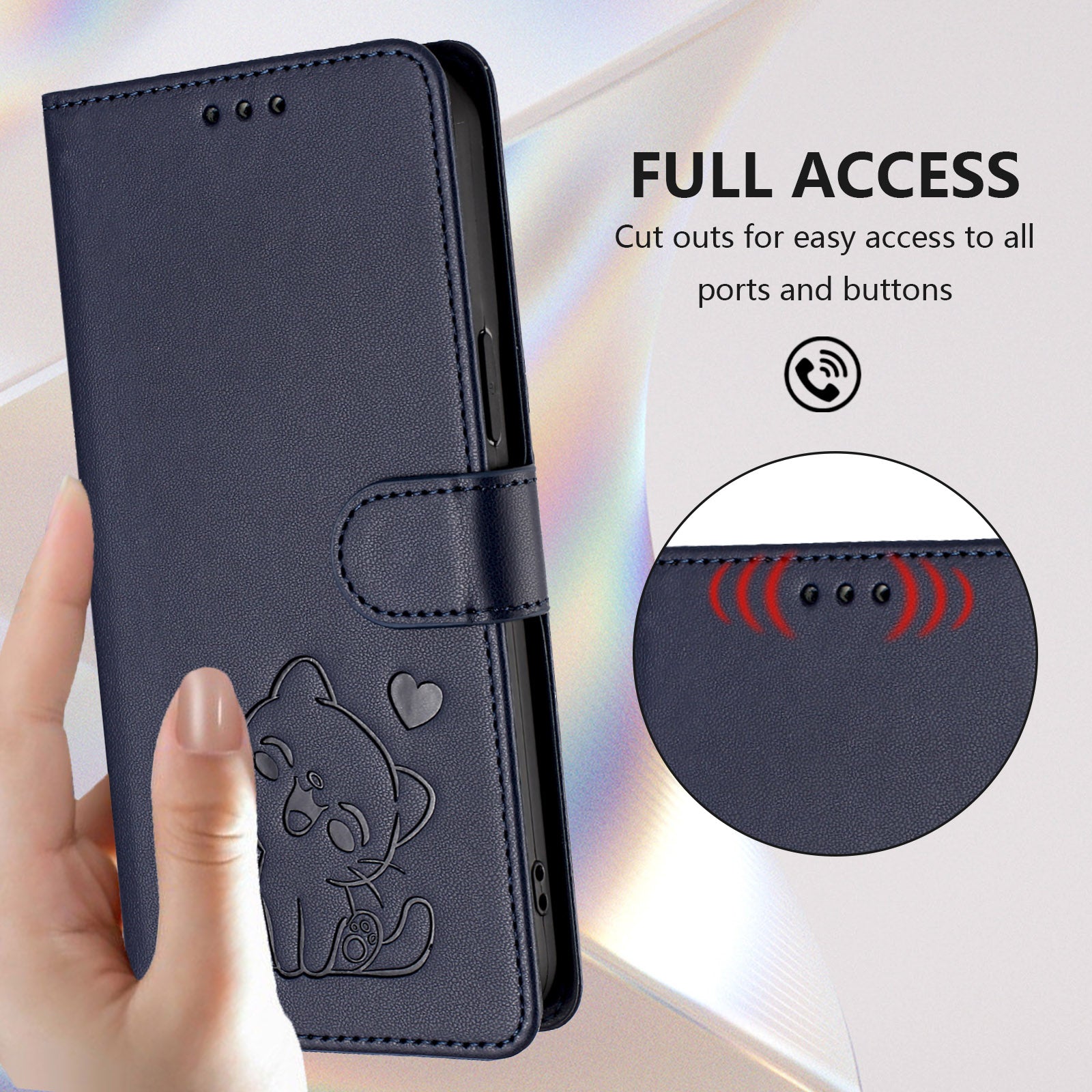 For Motorola Edge 70 5G Wallet Case with Wrist Strap Love Cat Pattern Imprint Leather Phone Cover - Blue