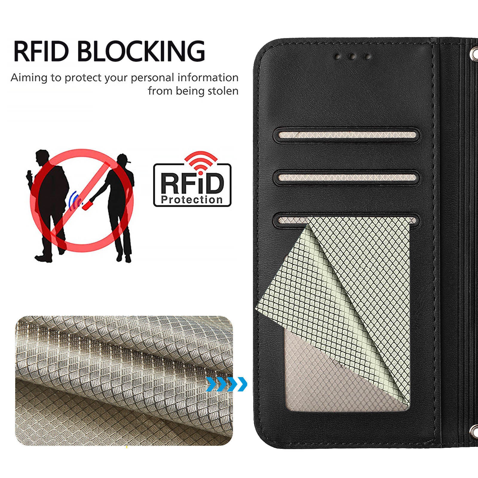 For Motorola Edge 70 5G Wallet Case RFID Blocking Calf Texture Leather Stand Phone Cover with Strap - Black