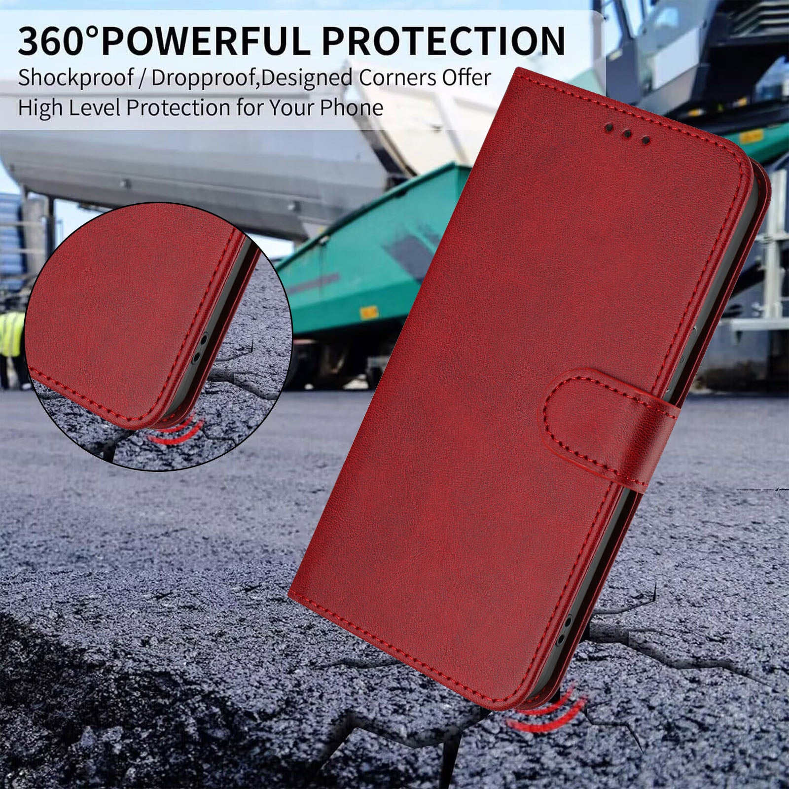For Motorola Edge 70 5G Wallet Case RFID Blocking Calf Texture Leather Stand Phone Cover with Strap - Wine Red