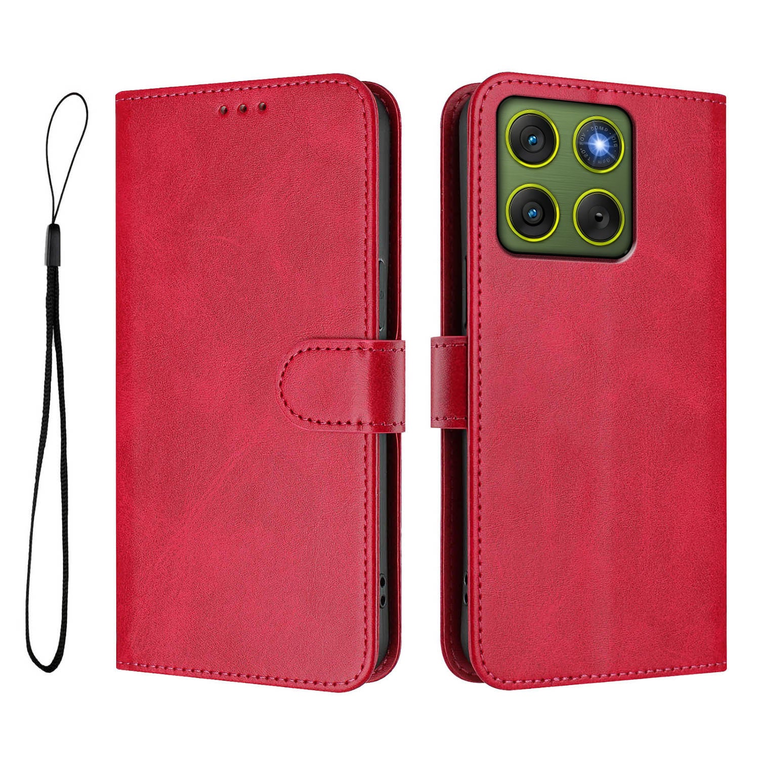 For Motorola Edge 70 5G Wallet Case RFID Blocking Calf Texture Leather Stand Phone Cover with Strap - Rose