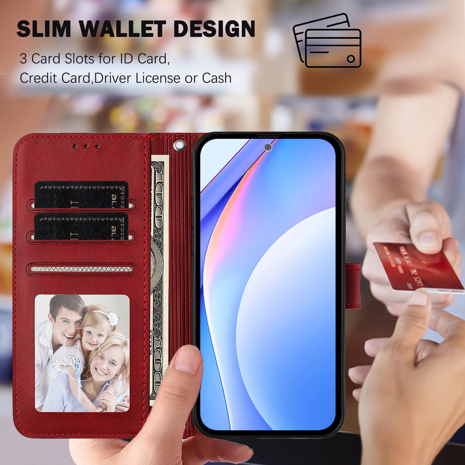For Motorola Edge 70 5G Case Panda Imprint RFID Blocking Wallet Leather Phone Cover with Wrist Strap - Wine Red