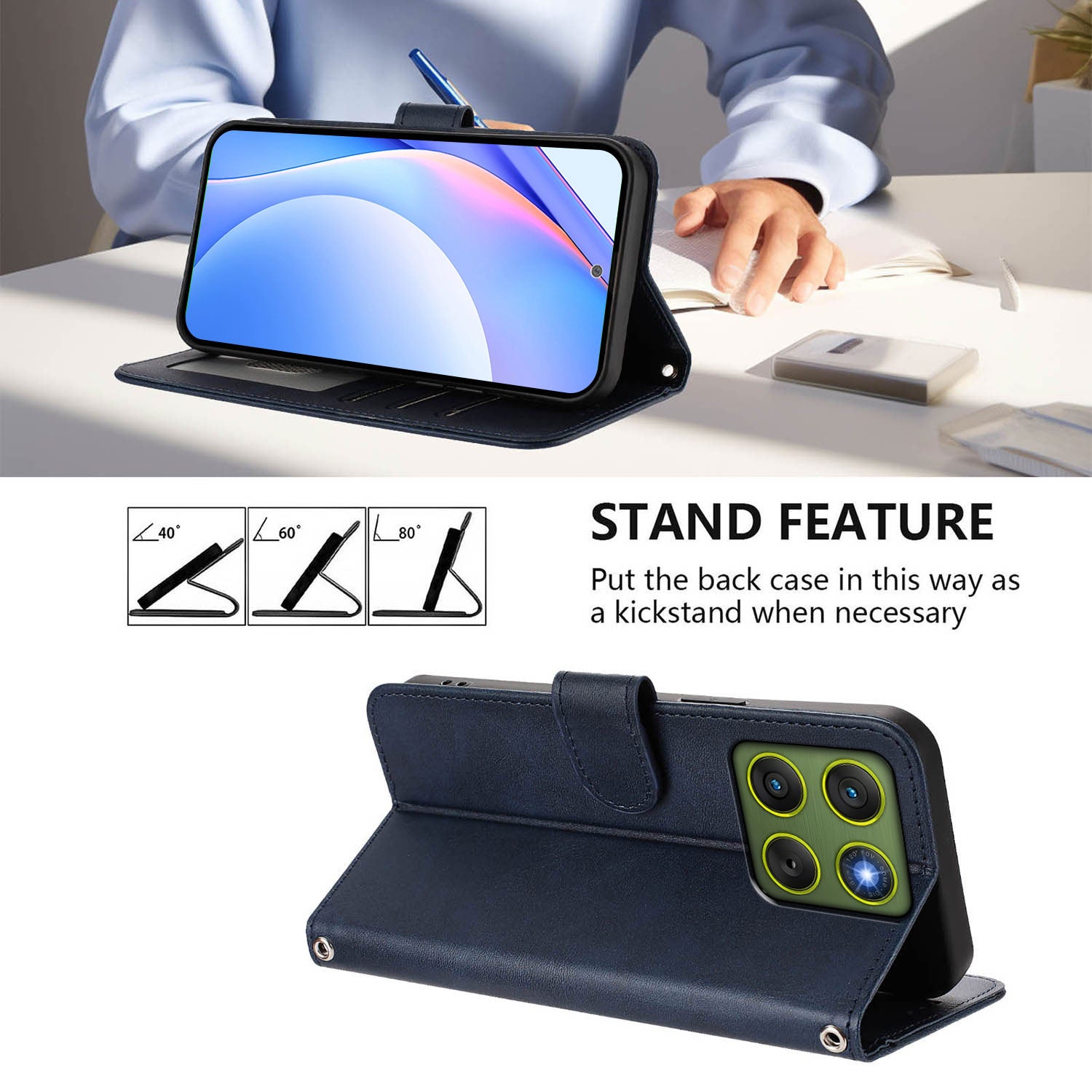 For Motorola Edge 70 5G Case Panda Imprint RFID Blocking Wallet Leather Phone Cover with Wrist Strap - Blue