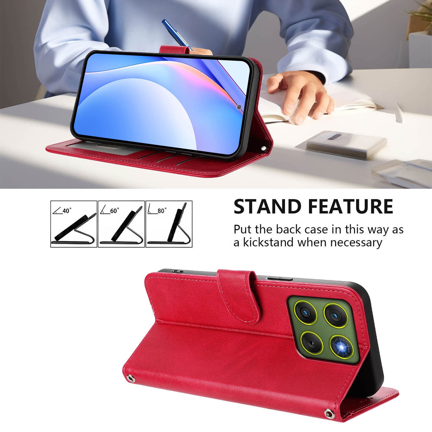 For Motorola Edge 70 5G Case Panda Imprint RFID Blocking Wallet Leather Phone Cover with Wrist Strap - Rose