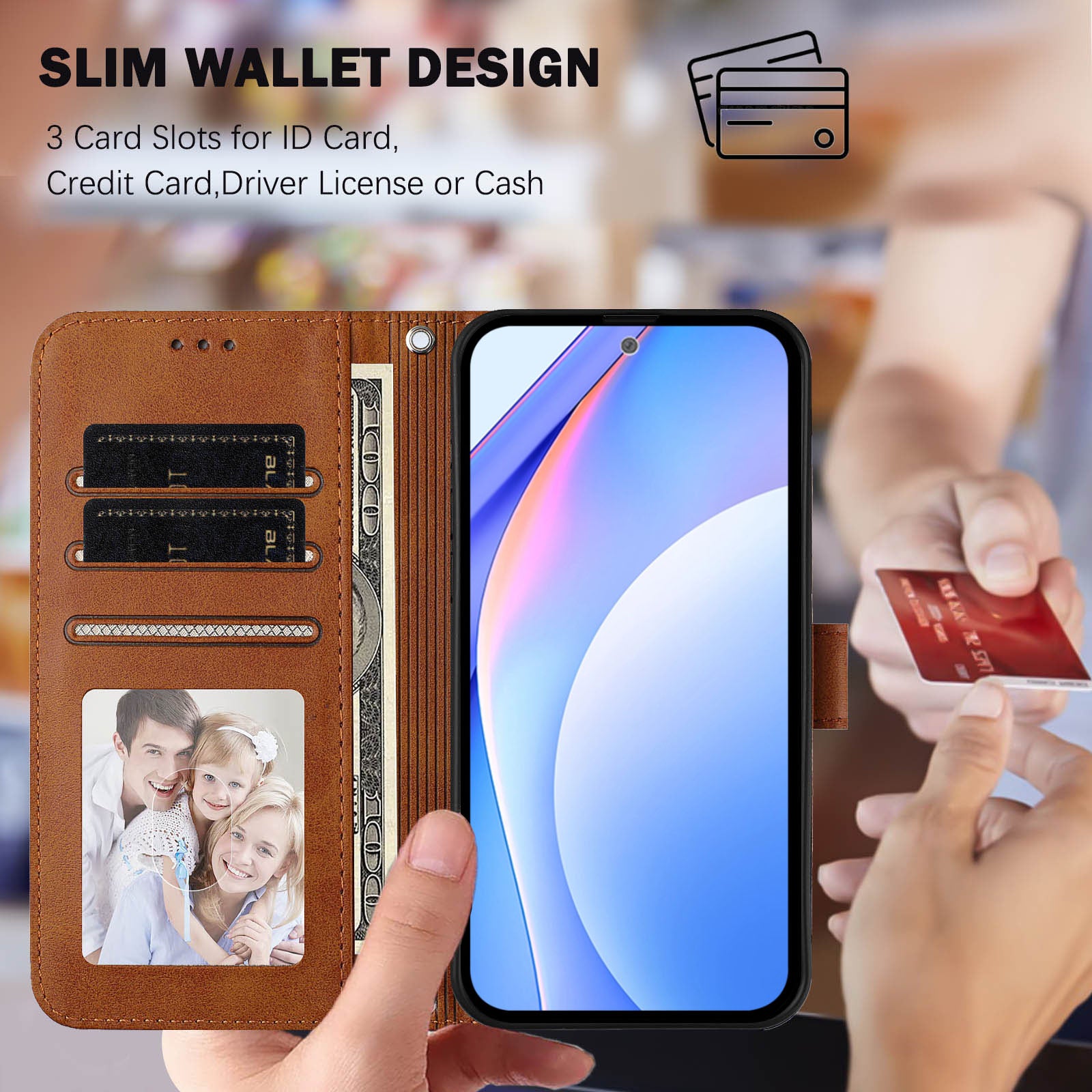 For Motorola Edge 70 5G Case Panda Imprint RFID Blocking Wallet Leather Phone Cover with Wrist Strap - Brown