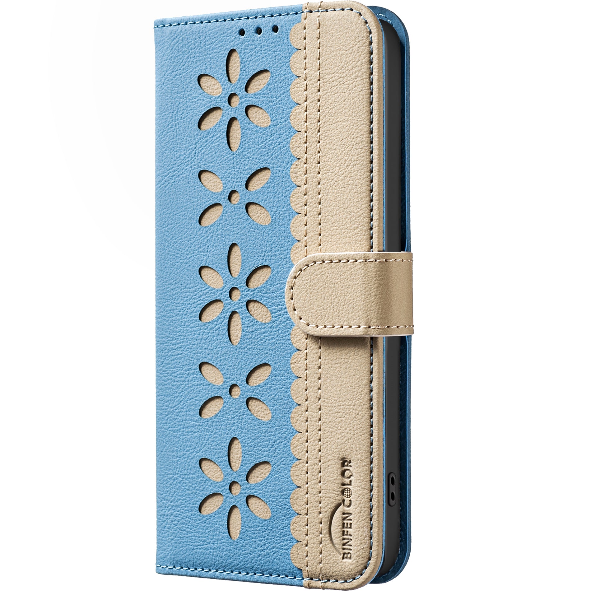 For Xiaomi Redmi Note 15 Pro 4G (Global) Leather Case BINFEN COLOR BF36 Floral Pattern Phone Cover RFID Blocking Wallet Stand - Baby Blue