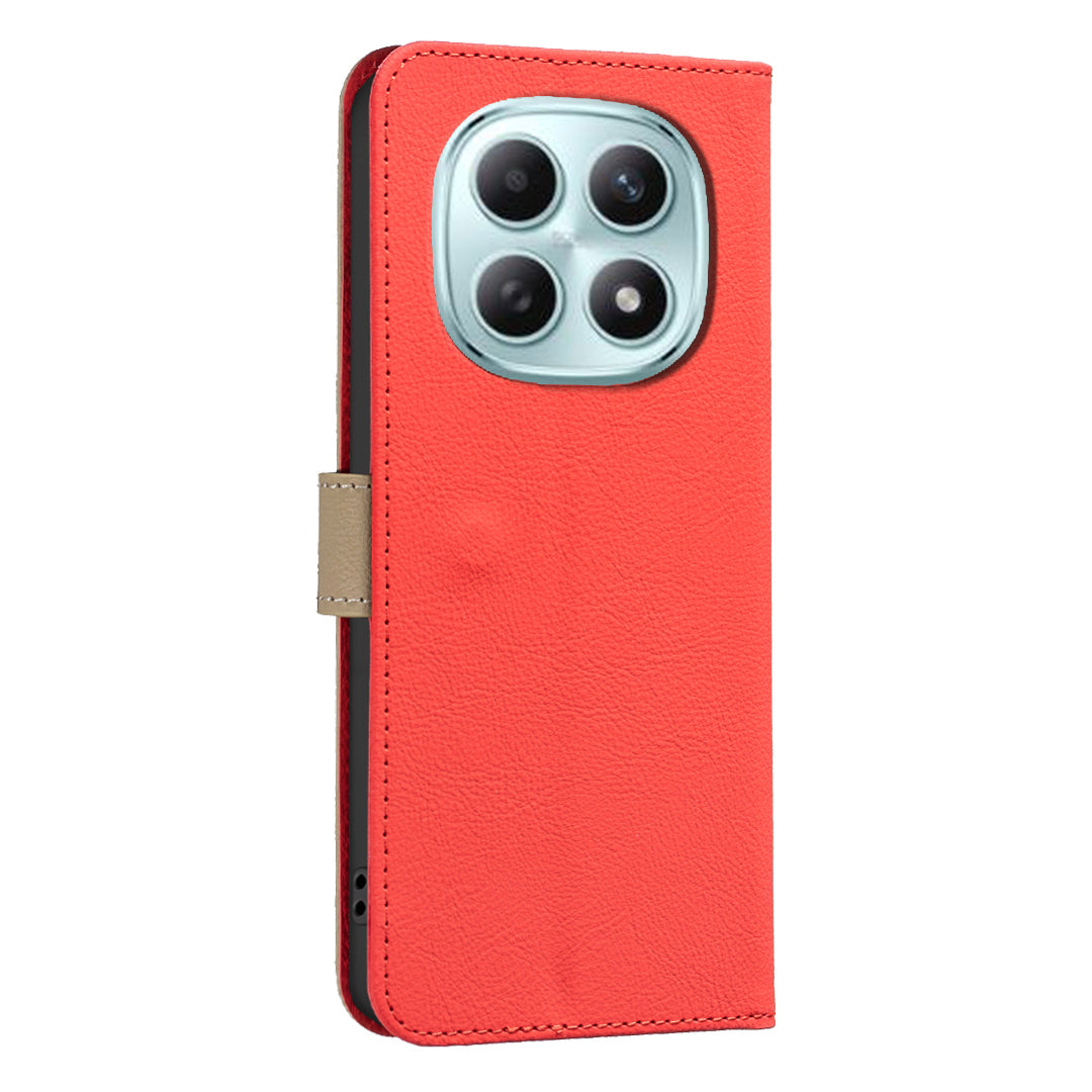 For Xiaomi Redmi Note 15 Pro 4G (Global) Leather Case BINFEN COLOR BF36 Floral Pattern Phone Cover RFID Blocking Wallet Stand - Red
