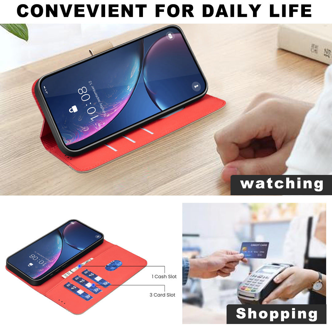 For Xiaomi Redmi Note 15 Pro 4G (Global) Leather Case BINFEN COLOR BF36 Floral Pattern Phone Cover RFID Blocking Wallet Stand - Red