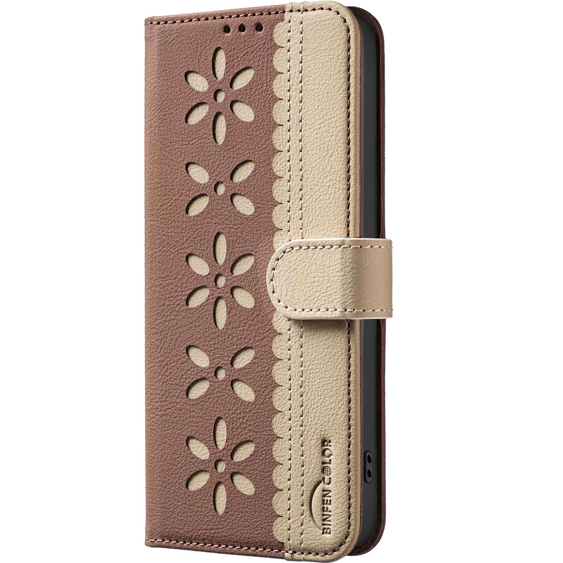For Xiaomi Redmi Note 15 Pro 4G (Global) Leather Case BINFEN COLOR BF36 Floral Pattern Phone Cover RFID Blocking Wallet Stand - Brown