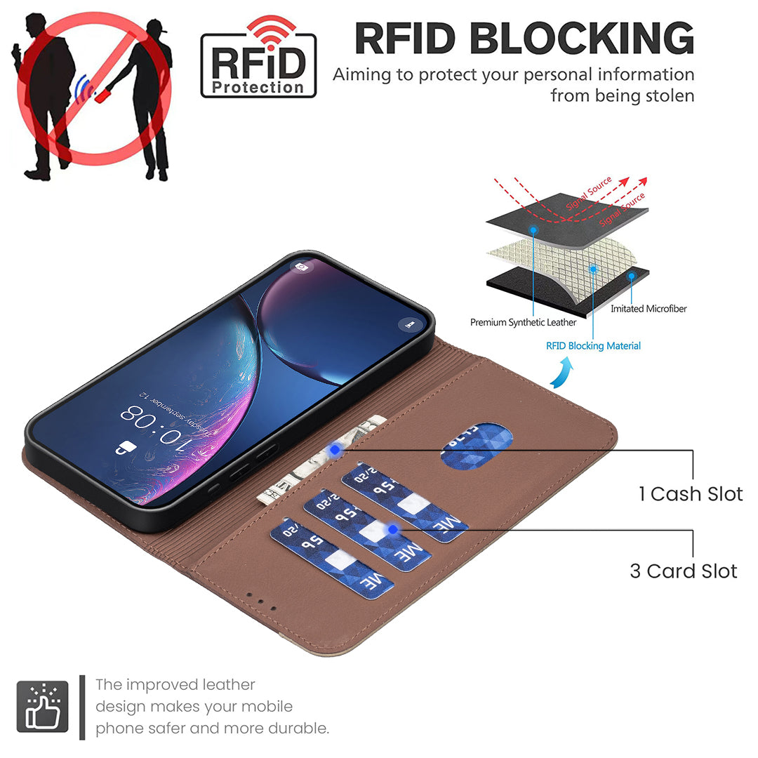 For Xiaomi Redmi Note 15 Pro 4G (Global) Leather Case BINFEN COLOR BF36 Floral Pattern Phone Cover RFID Blocking Wallet Stand - Brown