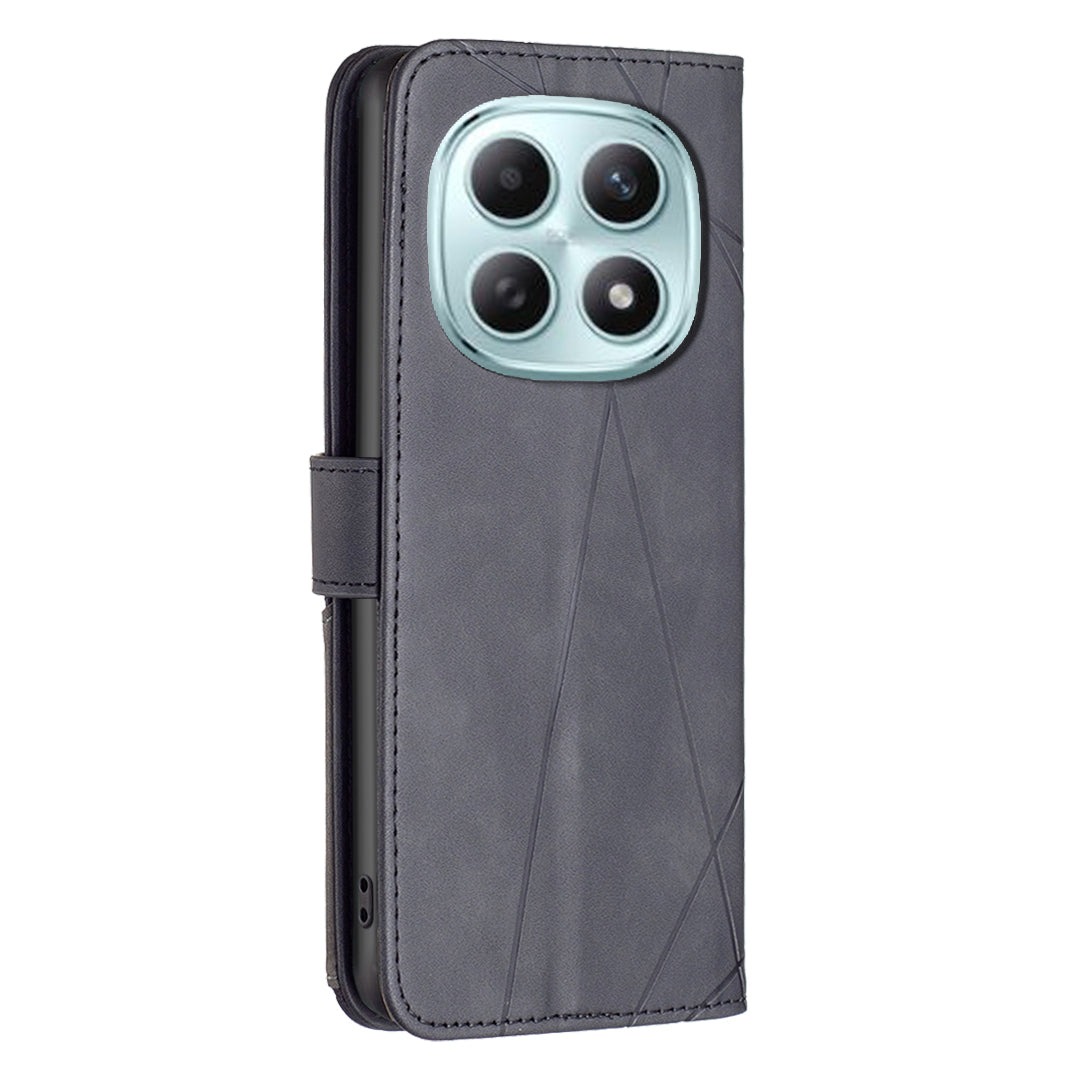 For Xiaomi Redmi Note 15 Pro 4G (Global) Phone Case BINFEN COLOR Wallet Stand Geometry Imprinted Leather Cover - Black