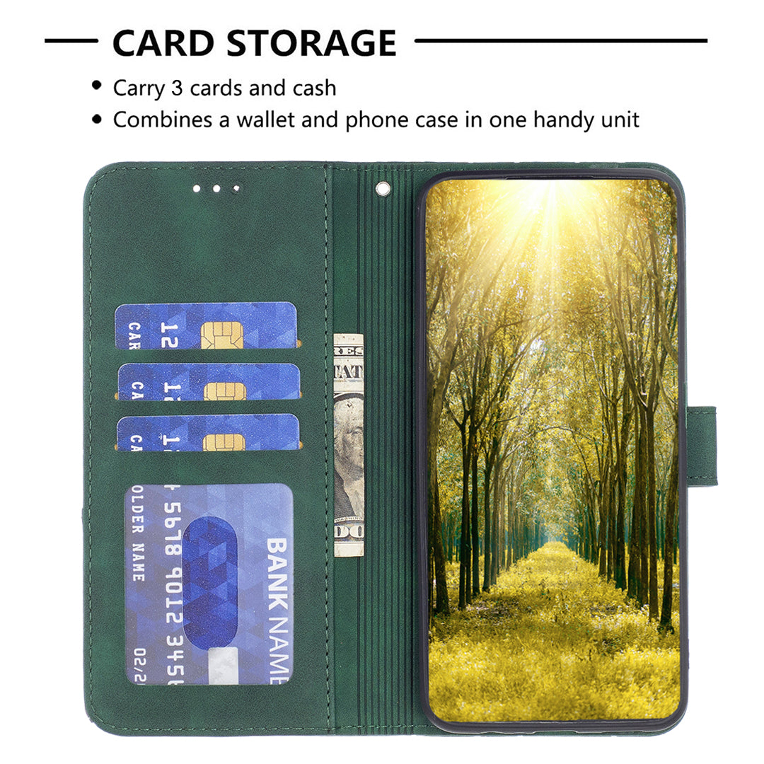 For Xiaomi Redmi Note 15 Pro 4G (Global) Phone Case BINFEN COLOR Wallet Stand Geometry Imprinted Leather Cover - Green