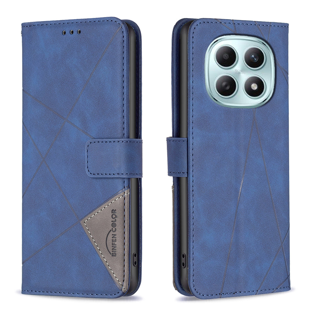 For Xiaomi Redmi Note 15 Pro 4G (Global) Phone Case BINFEN COLOR Wallet Stand Geometry Imprinted Leather Cover - Blue