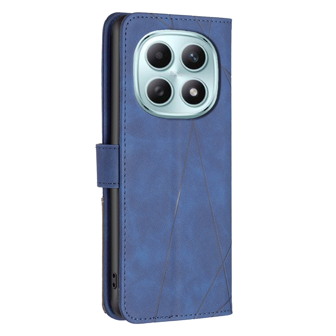 For Xiaomi Redmi Note 15 Pro 4G (Global) Phone Case BINFEN COLOR Wallet Stand Geometry Imprinted Leather Cover - Blue