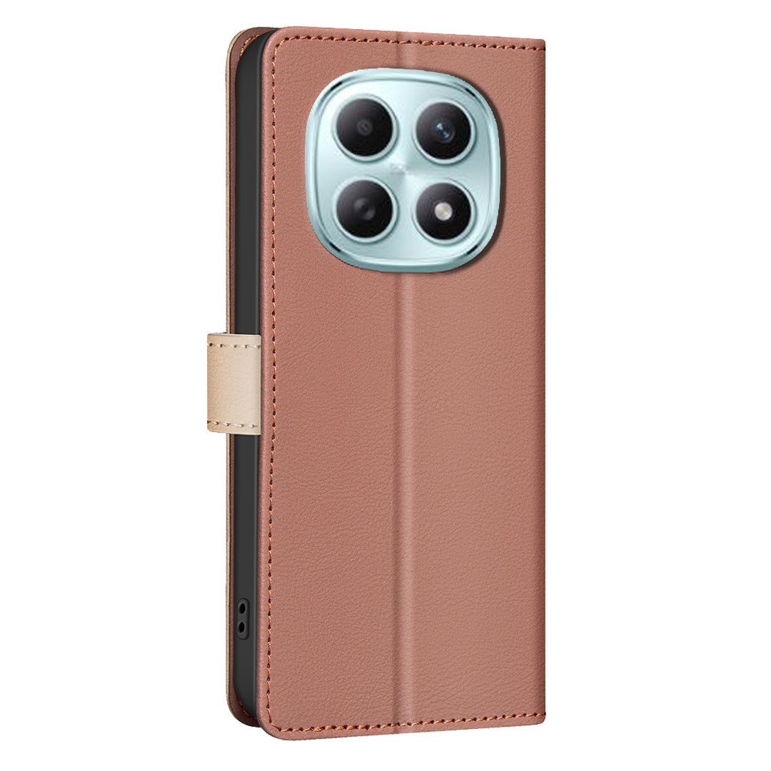For Xiaomi Redmi Note 15 Pro 4G (Global) Leather Case BINFEN COLOR Splicing Color RFID Blocking Wallet Stand Phone Cover - Brown