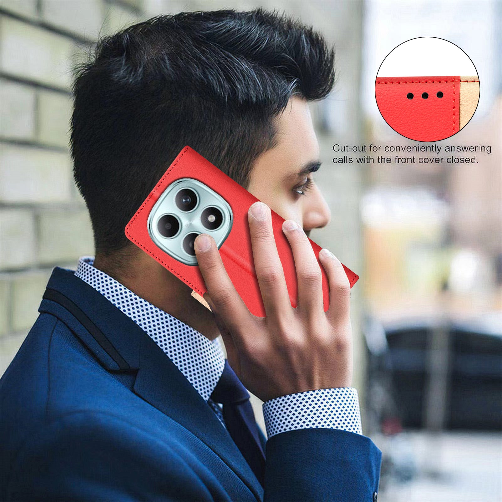 For Xiaomi Redmi Note 15 Pro 4G (Global) Leather Case BINFEN COLOR Splicing Color RFID Blocking Wallet Stand Phone Cover - Red