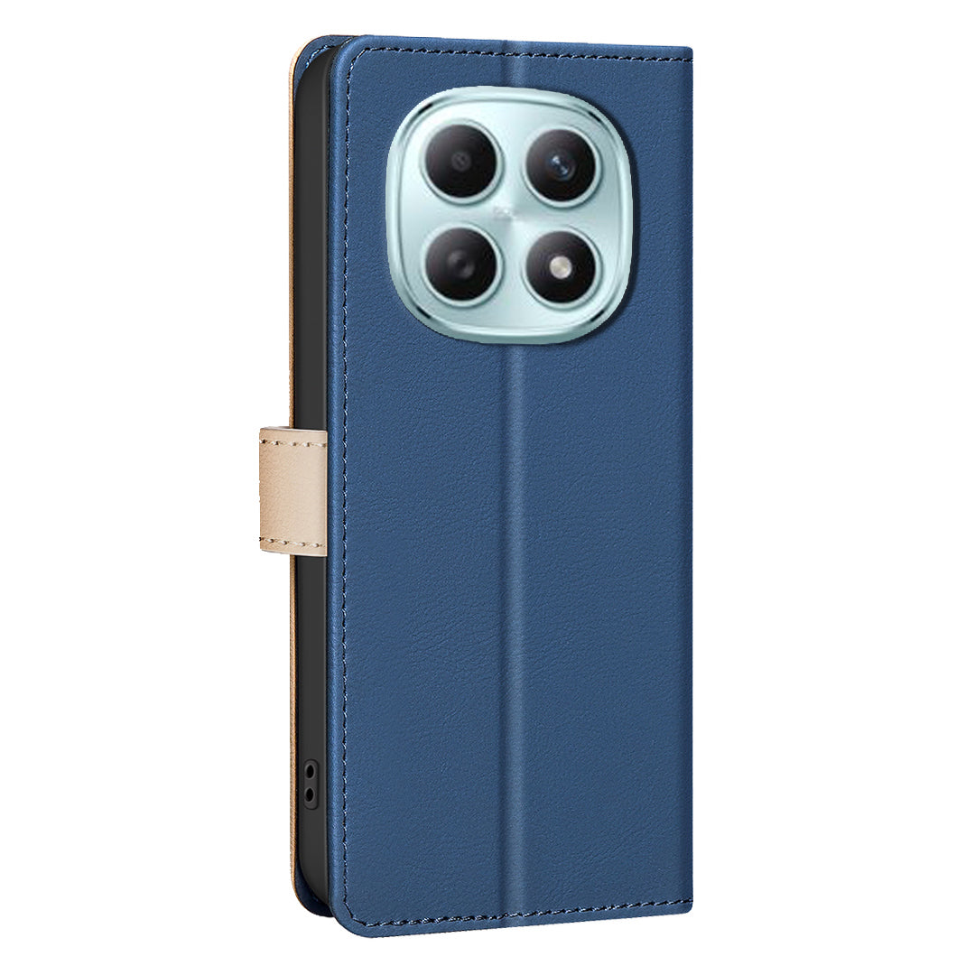 For Xiaomi Redmi Note 15 Pro 4G (Global) Leather Case BINFEN COLOR Splicing Color RFID Blocking Wallet Stand Phone Cover - Blue